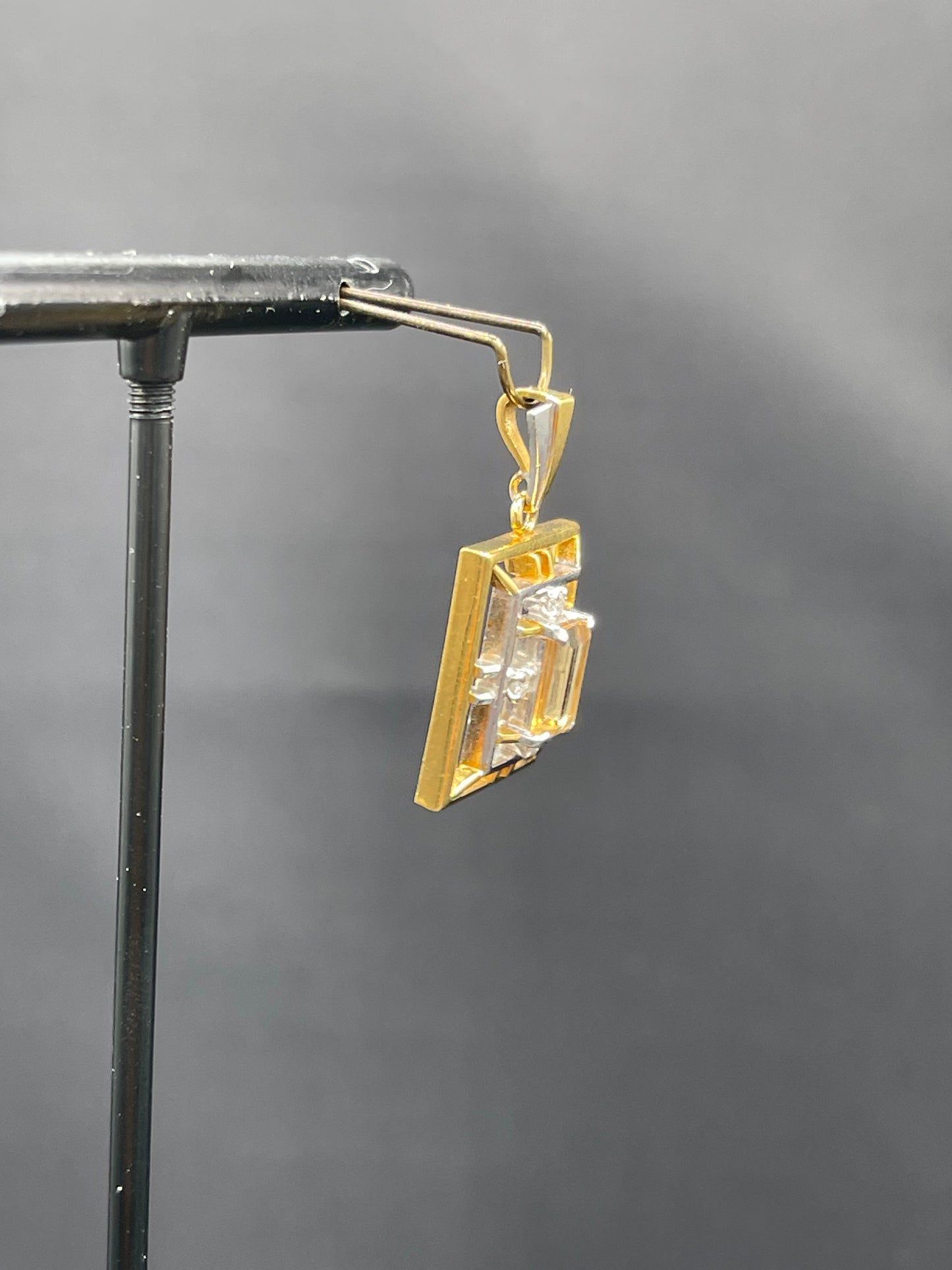 Natural Imperial Topaz & Diamond 18K Yellow Gold + Platinum Pendant