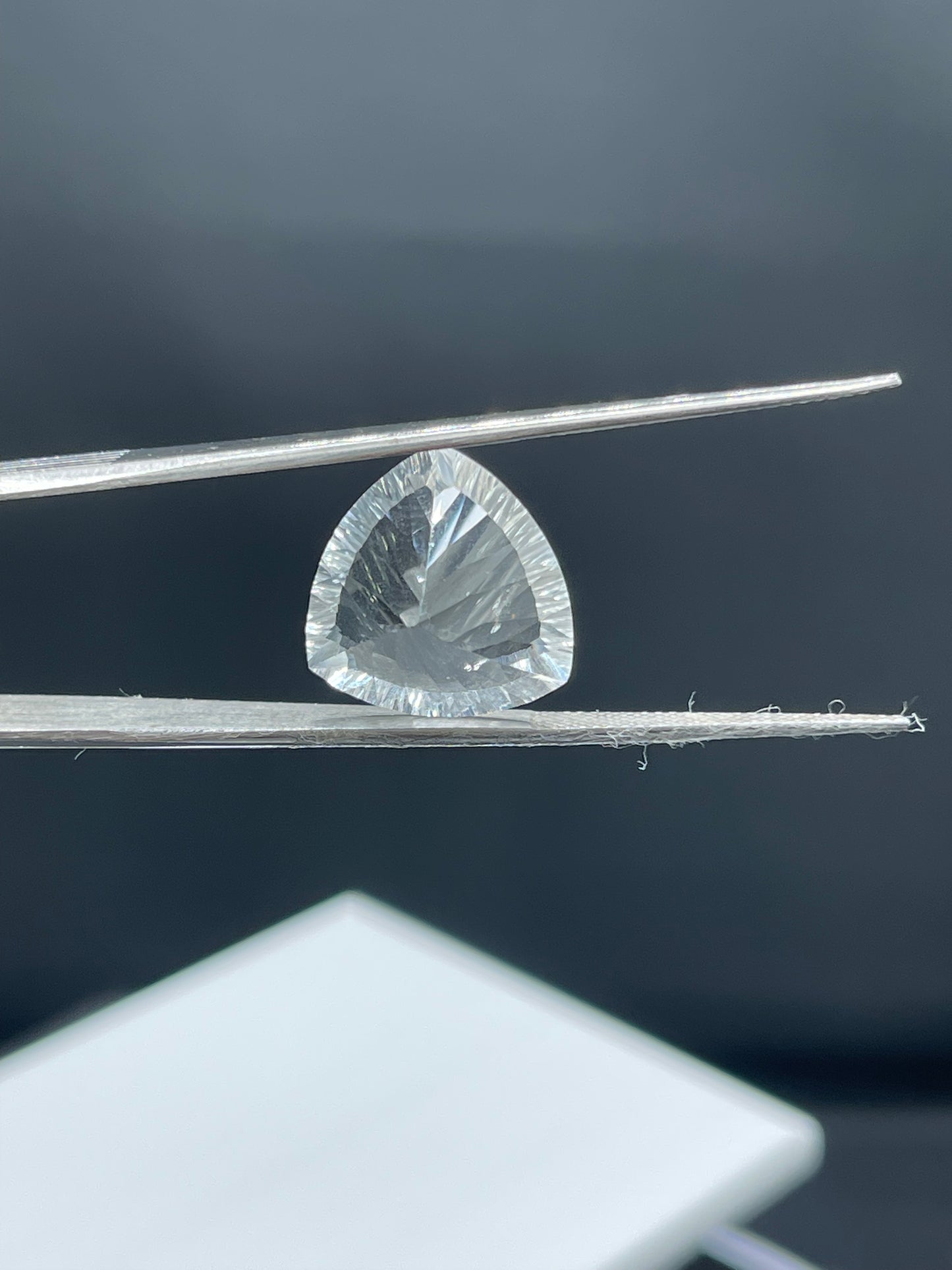 15.90 Carat Natural White Topaz Laser Trillion Cut Loose Gemstone (15.9 x 15.8 x 10.9 MM)