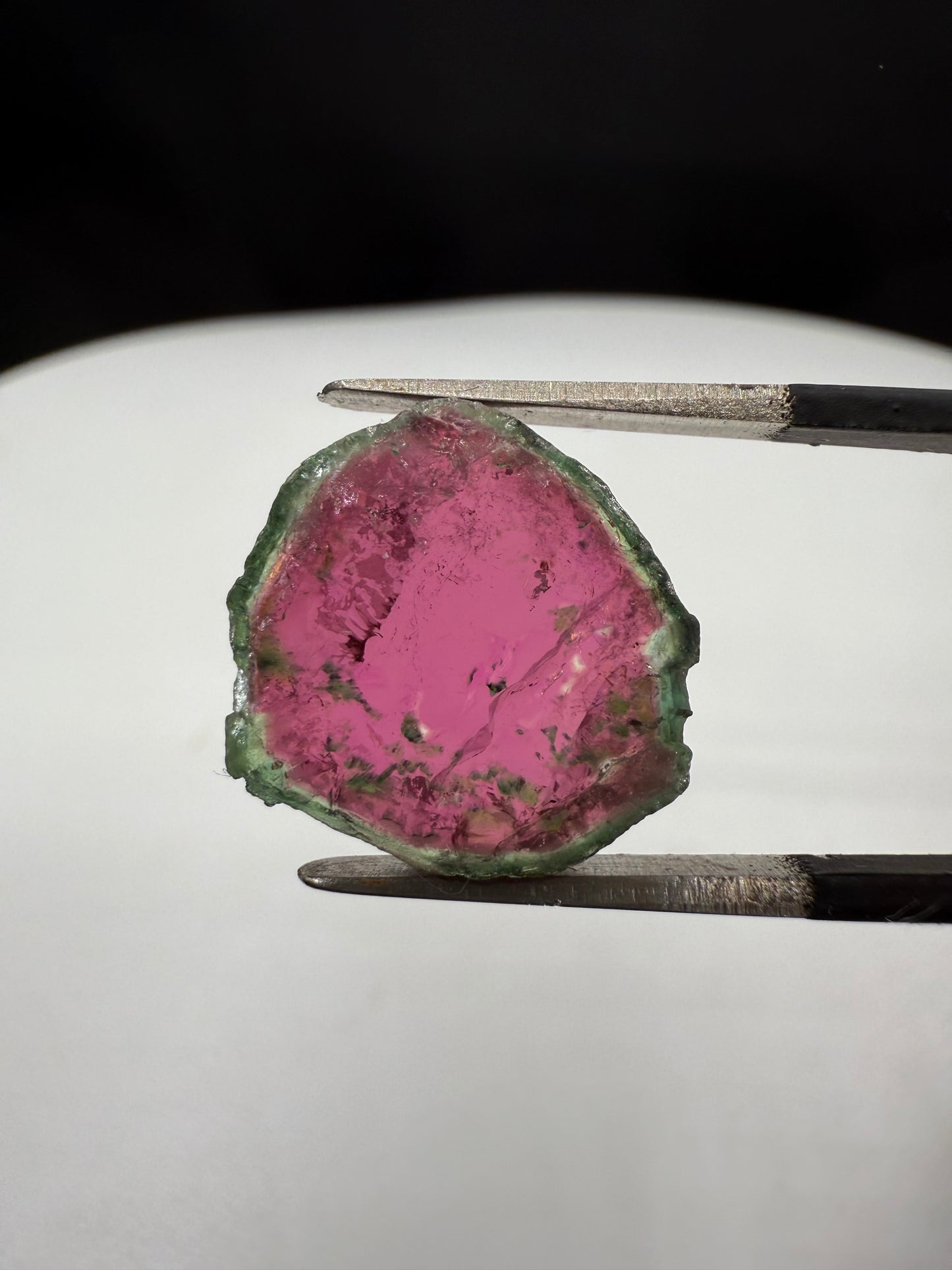 Natural 10.43ct Watermelon Tourmaline Slice – Polished Bi-Color Gemstone for Jewelry or Collection (16x15mm)