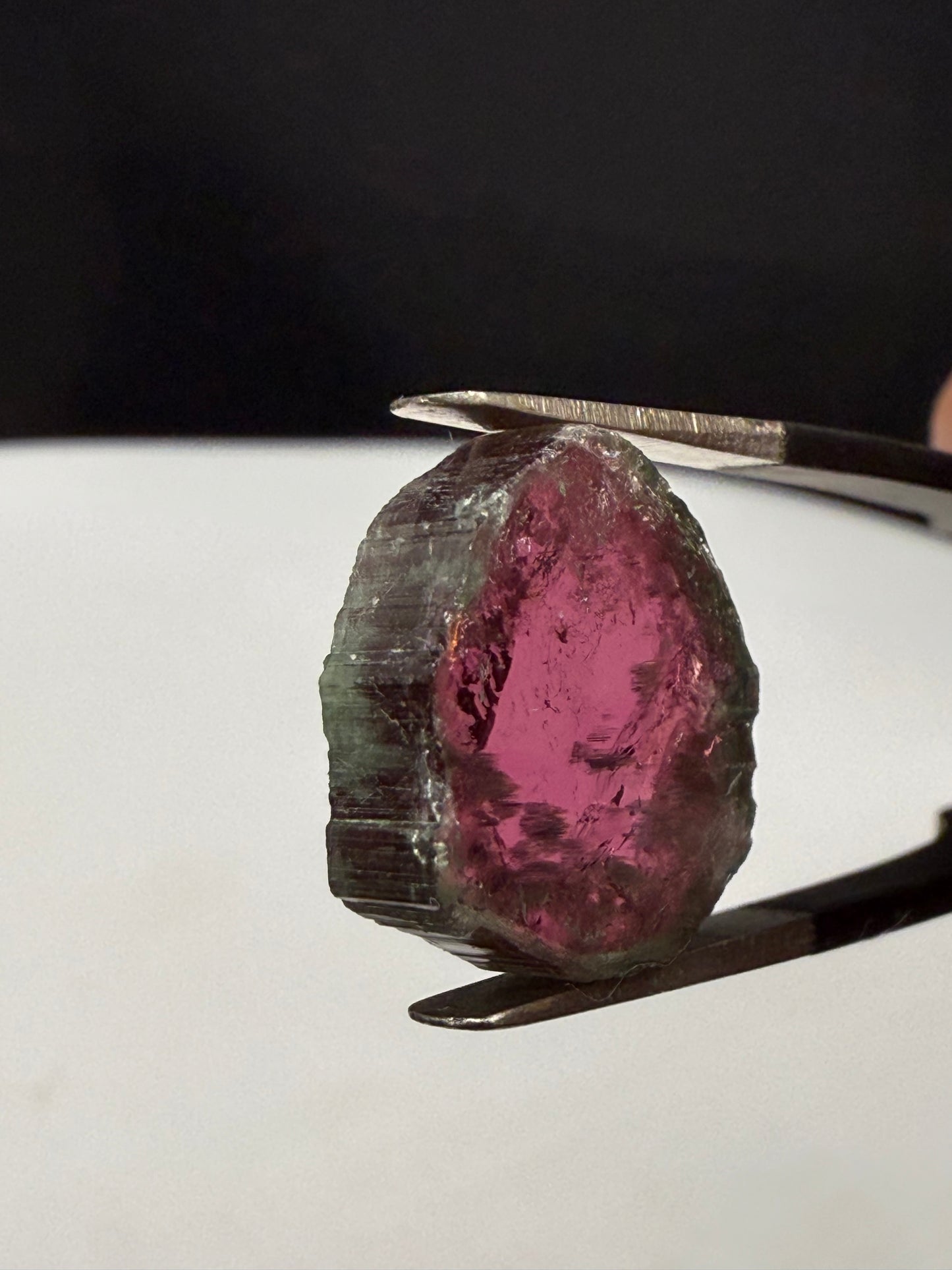 Natural 10.43ct Watermelon Tourmaline Slice – Polished Bi-Color Gemstone for Jewelry or Collection (16x15mm)