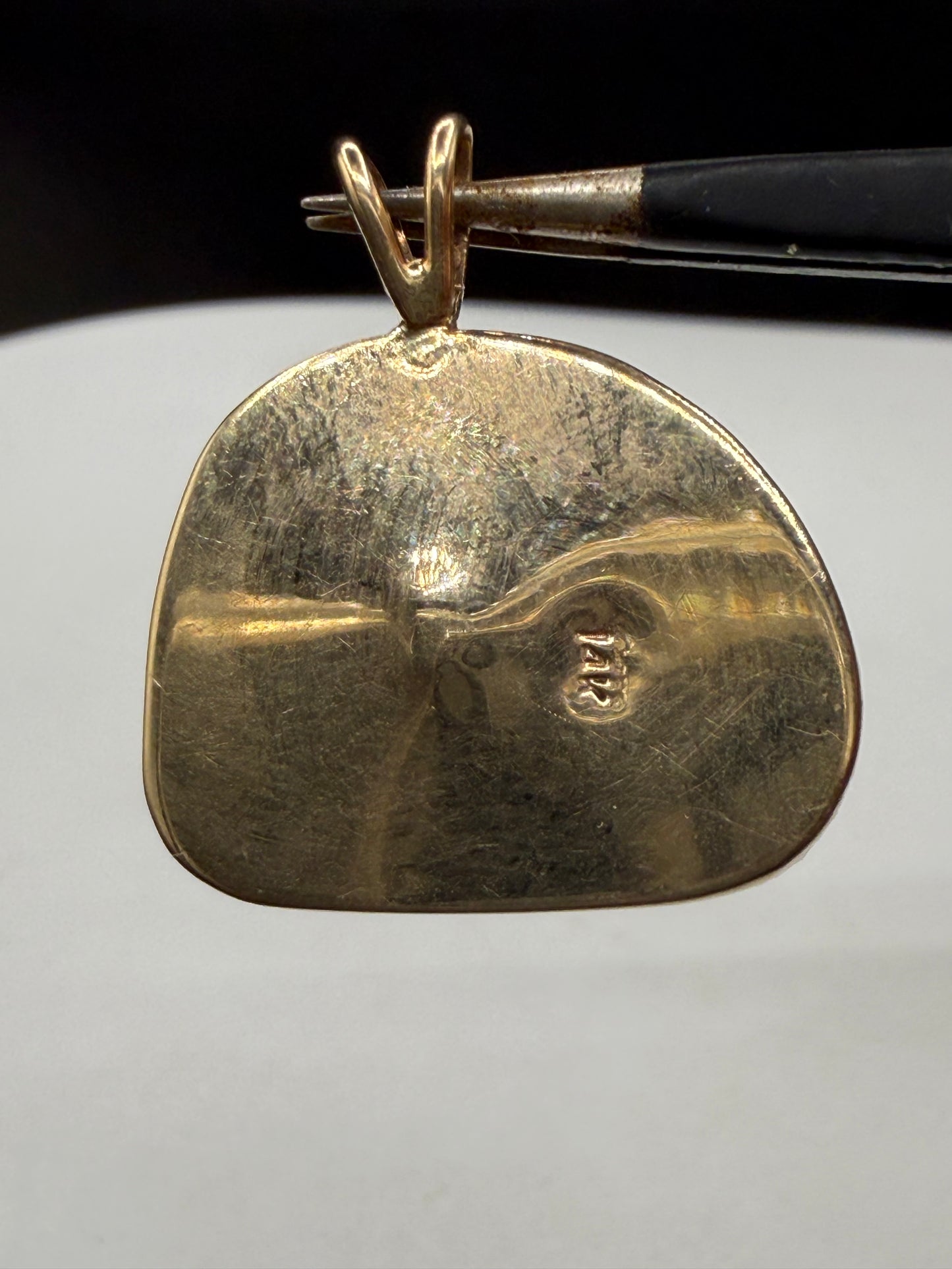 Natural Black Opal Pendant in 14K Yellow Gold