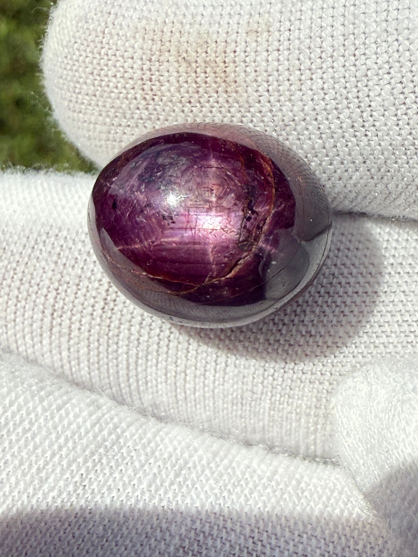 27.58 Carat Natural Plum Star Sapphire Cabochon Loose Gemstone | 16.54 x 13.38 x 12.22 MM
