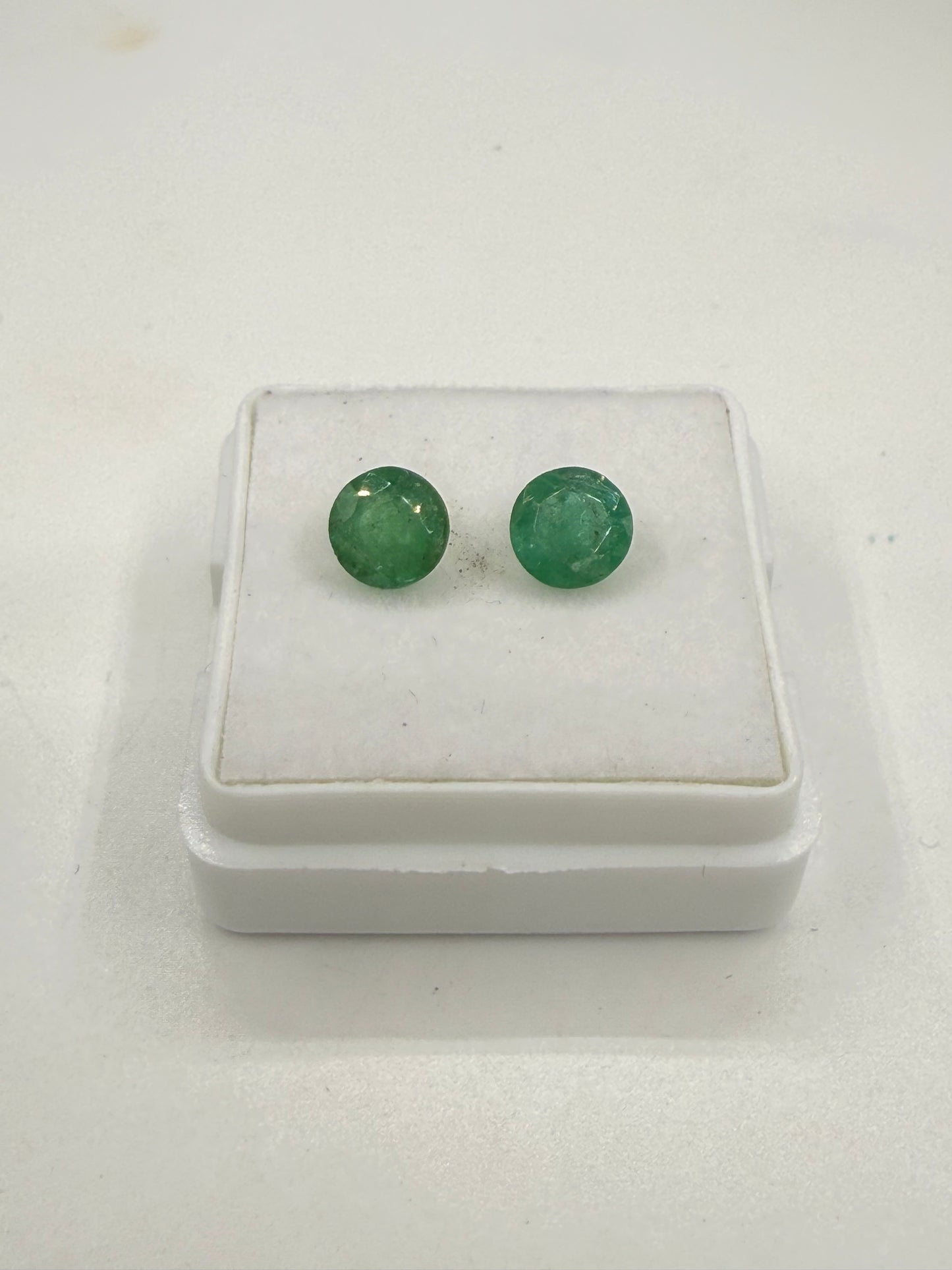 1.62 Carat Natural Round Emerald Matching Pair – 6mm Loose Gemstones