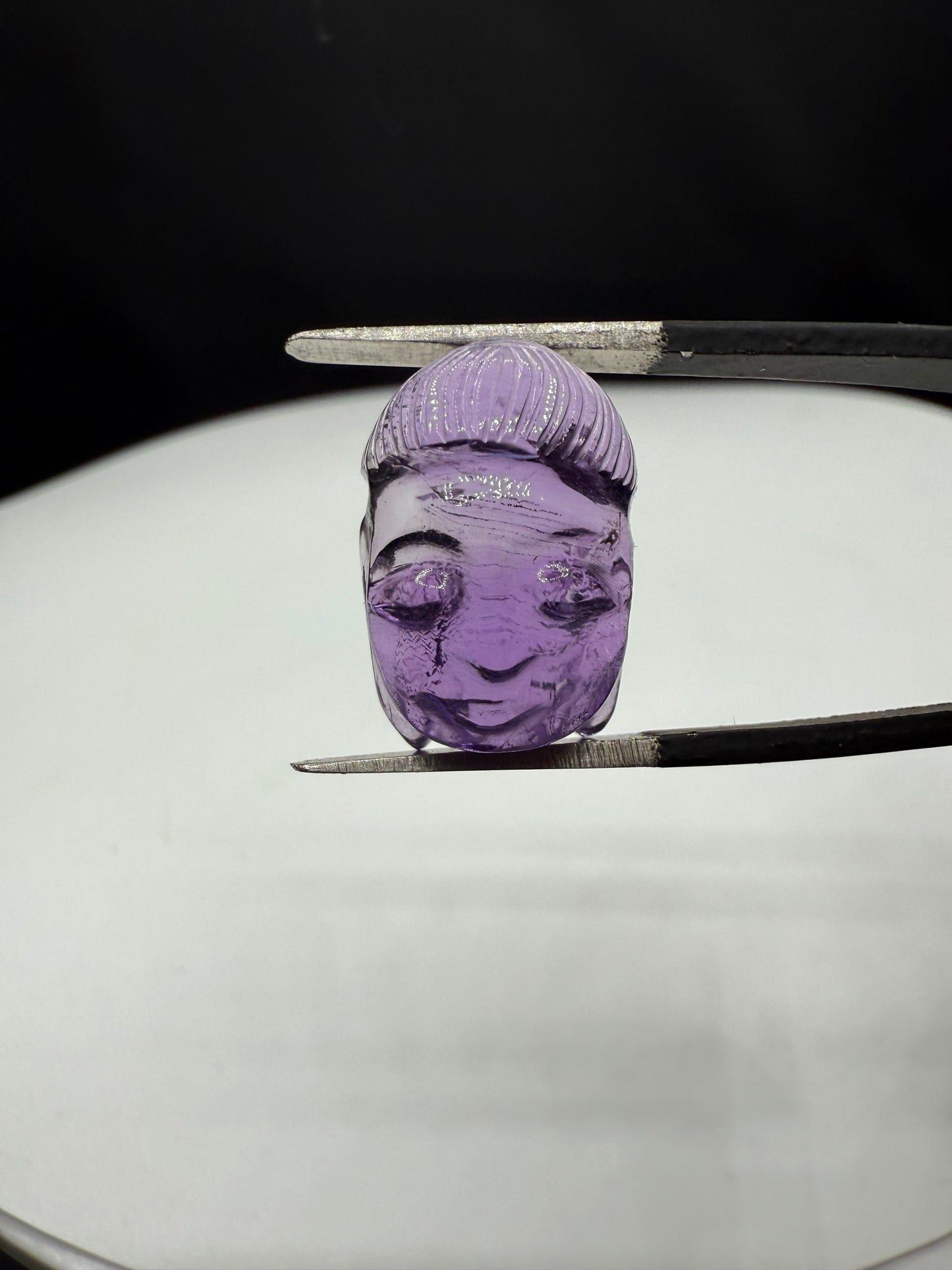 Natural Amethyst Carved Buddha – 15.39 Carat Loose Gemstone | 17.24 x 11.88 MM