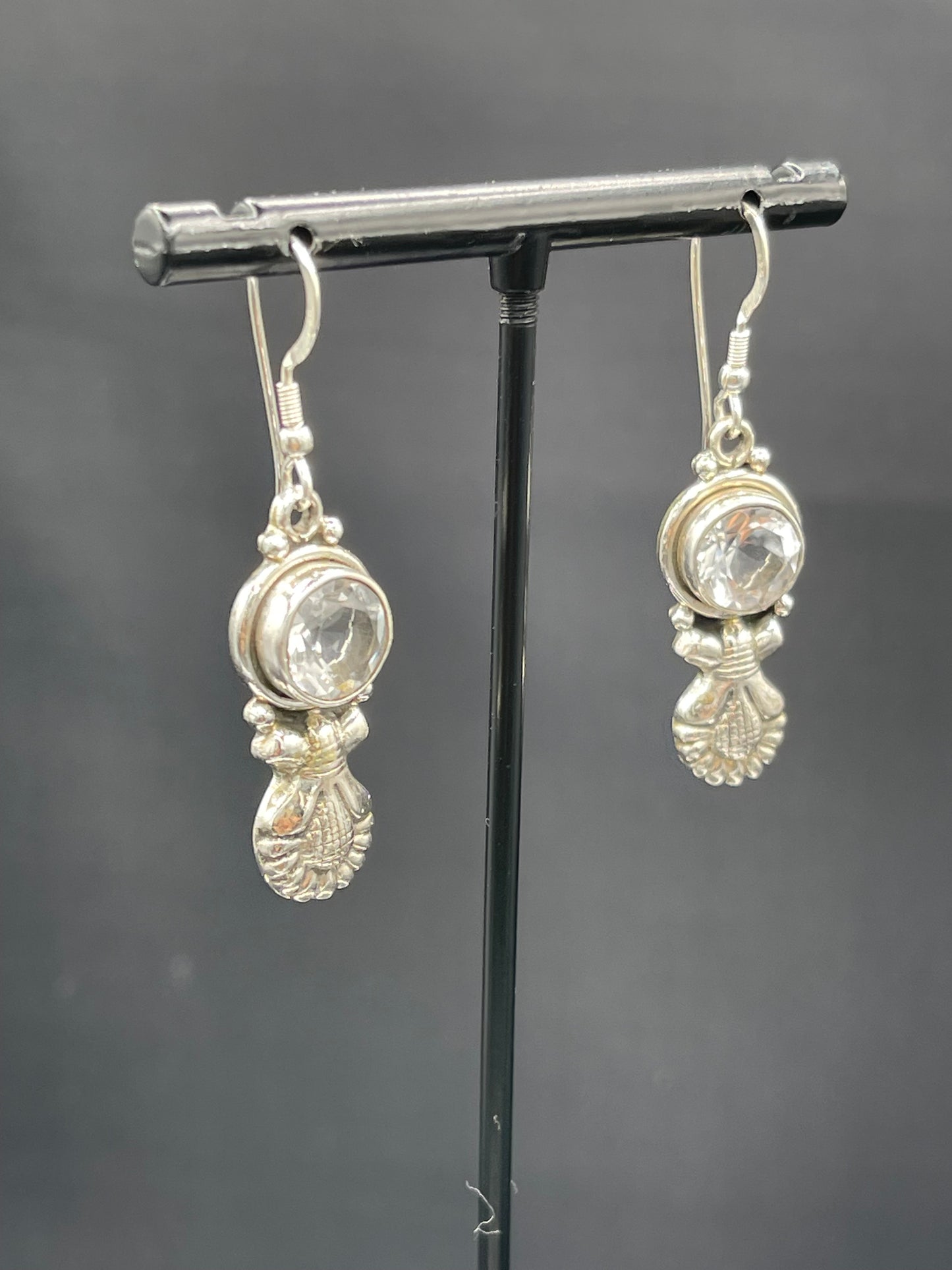 Natural White Topaz Sterling Silver Dangle Earrings