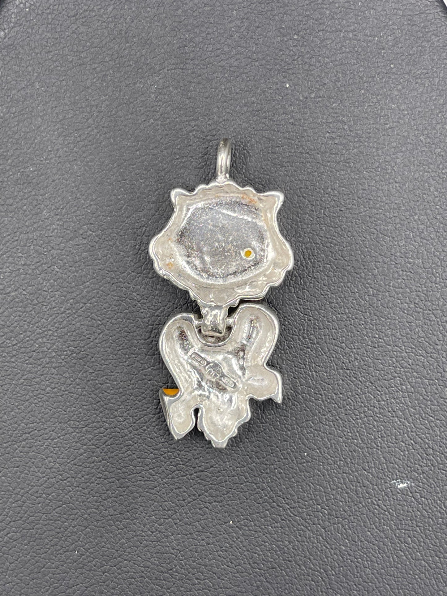 Hand Enameled Italian Sterling Silver Owl Pendant