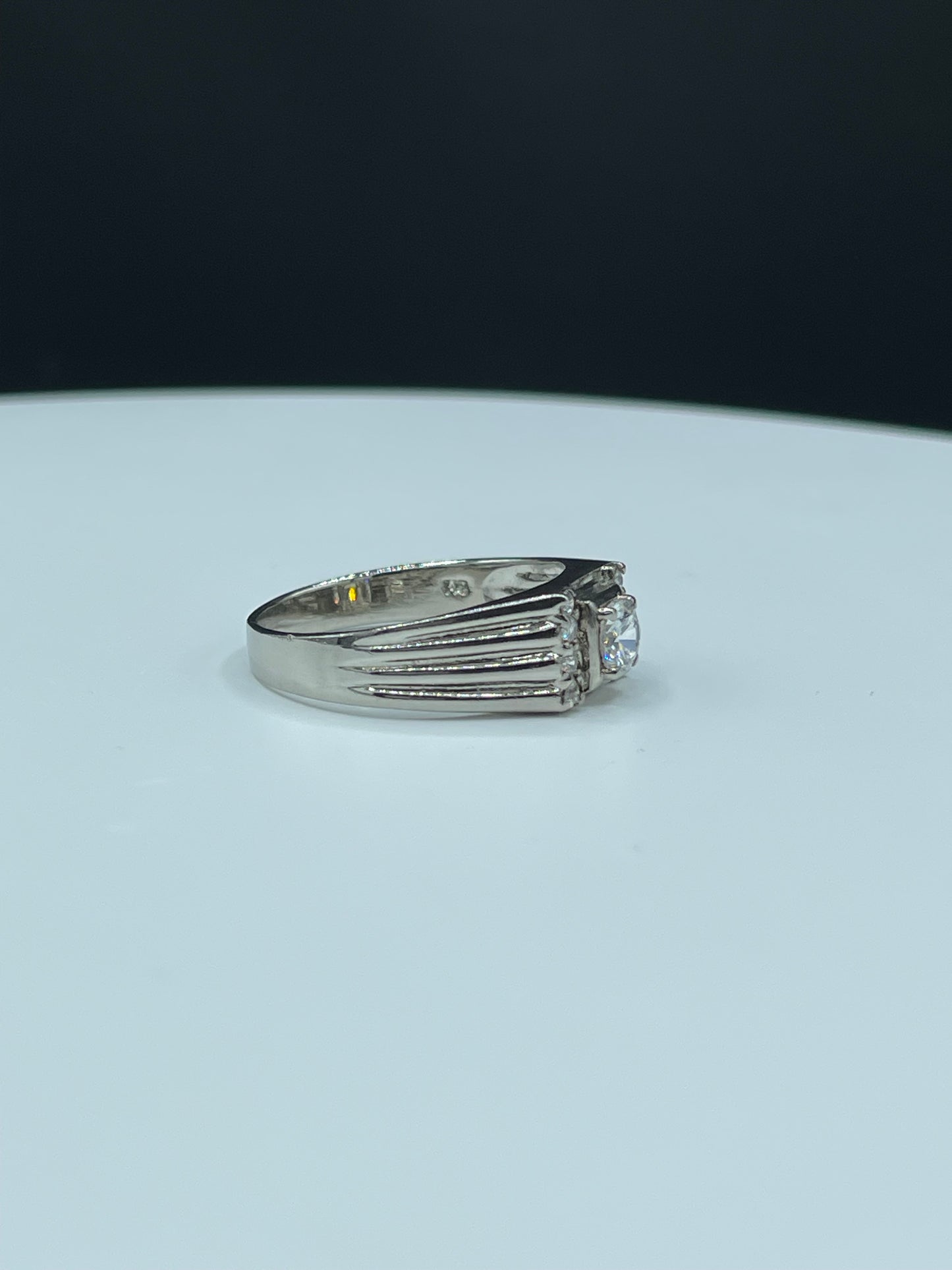 Cubic Zirconia Sterling Silver Mens Ring (Size 13)