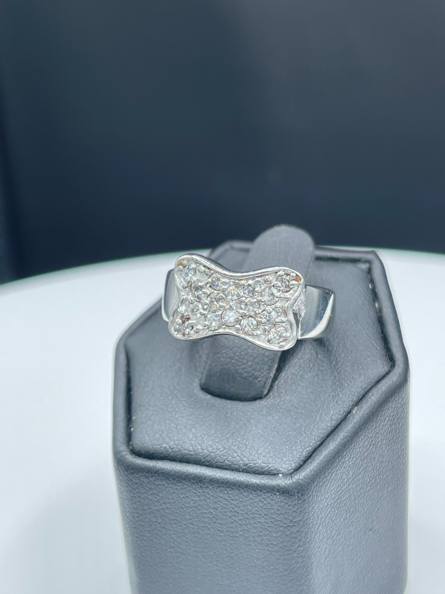 Cubic Zirconia Sterling Silver Cluster Ring (Size 6)