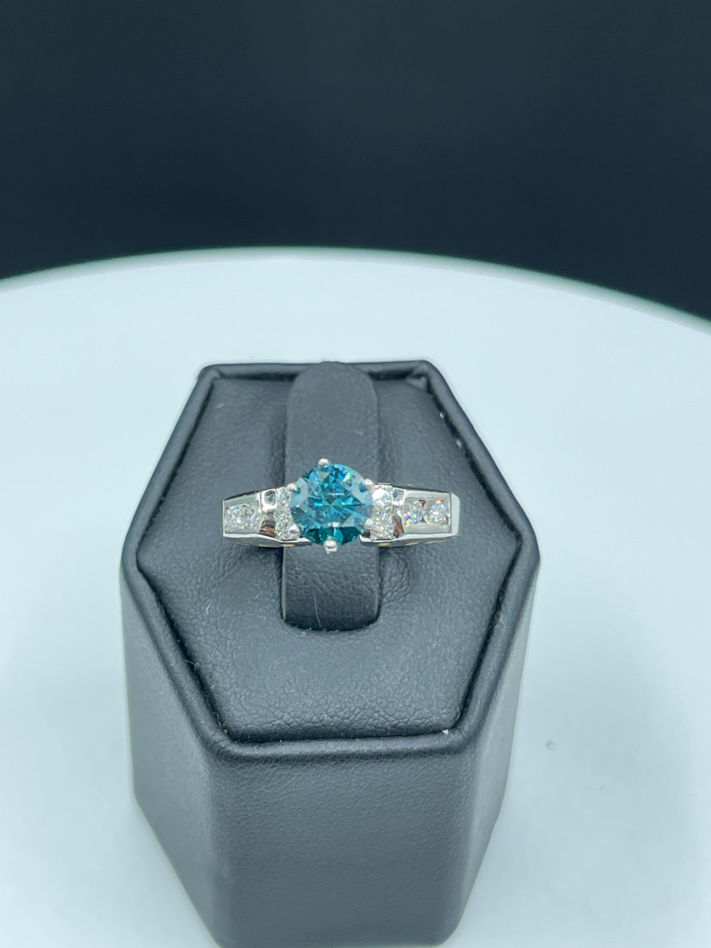 2.02 Carat Blue Diamond Platinum Engagement Ring (Size 6.75)