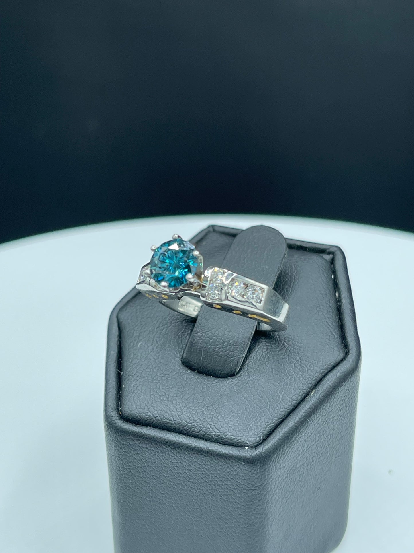 2.02 Carat Blue Diamond Platinum Engagement Ring (Size 6.75)