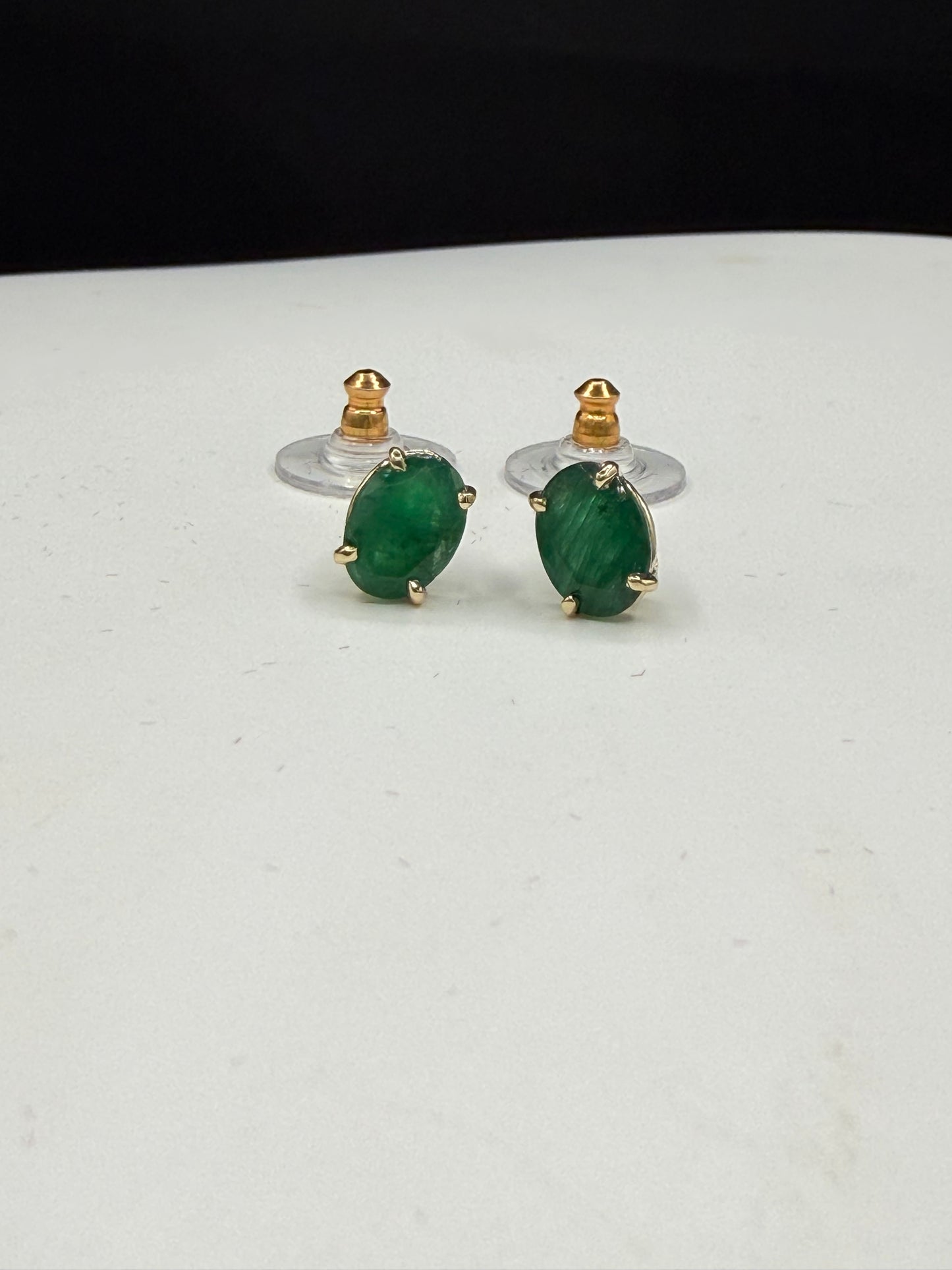 Natural Emerald 14k Yellow Gold Stud Earrings | 2.40 Carats