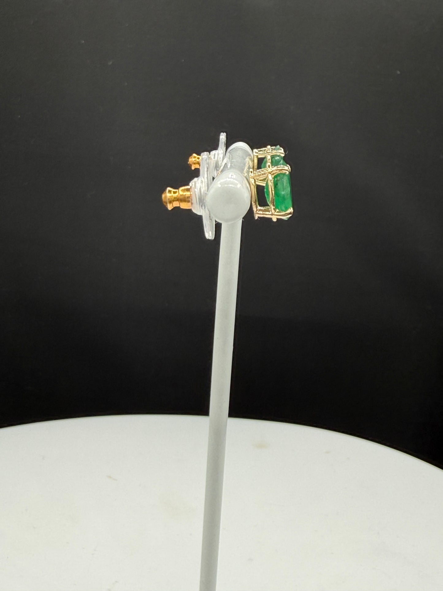 Natural Emerald 14k Yellow Gold Stud Earrings | 2.40 Carats