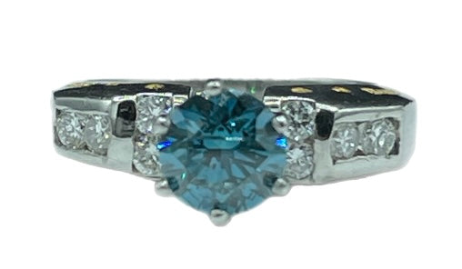 2.02 Carat Blue Diamond Platinum Engagement Ring (Size 6.75)