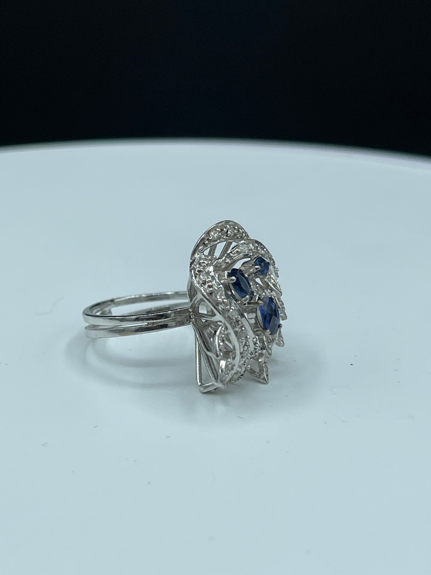 Art Deco Sapphire & Diamond 1920 France Circa 18k Ring (Size 7)