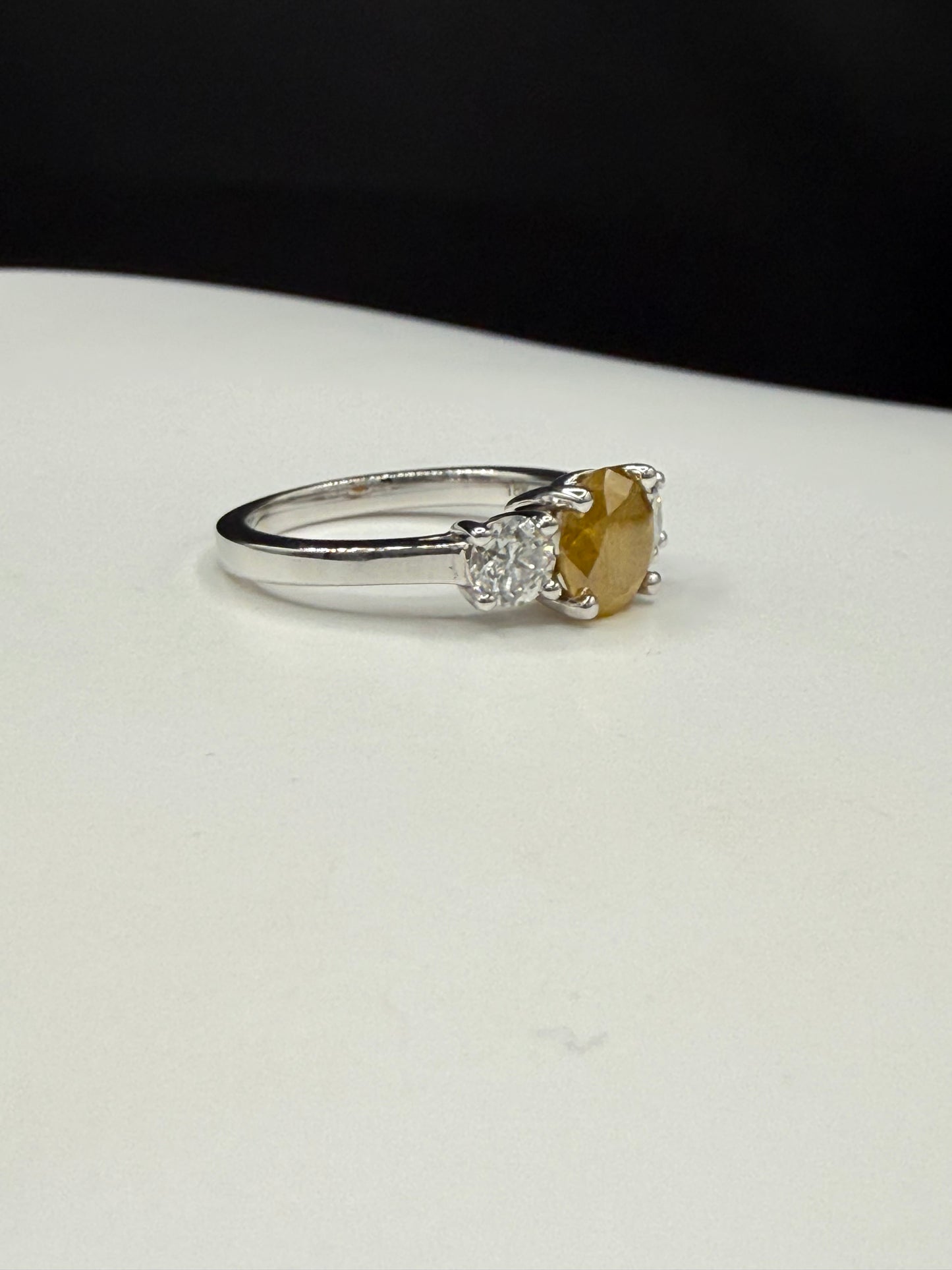 GIA Certified 1.75ct Fancy Intense Orange-Yellow Diamond Ring | 18K White Gold | 0.80 Ct White Diamond Accents | Size 7