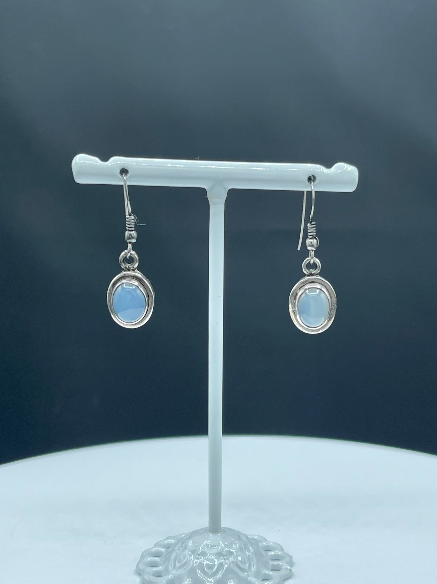 Natural Chalcedony Sterling Silver Dangle Earrings