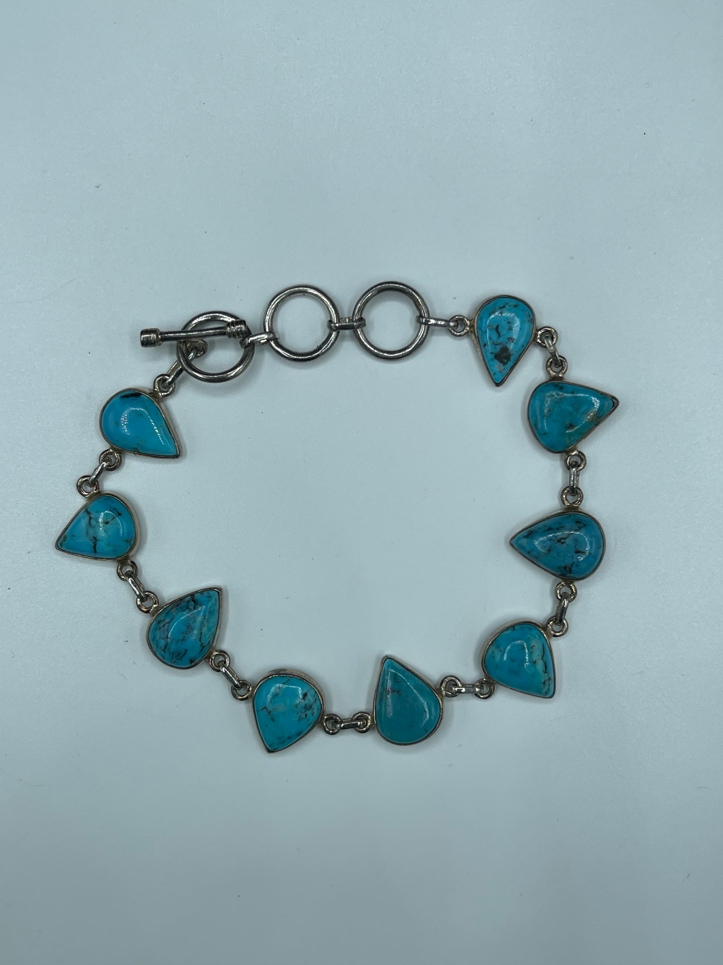 Natural Turquoise Sterling Silver Adjustable Bracelet