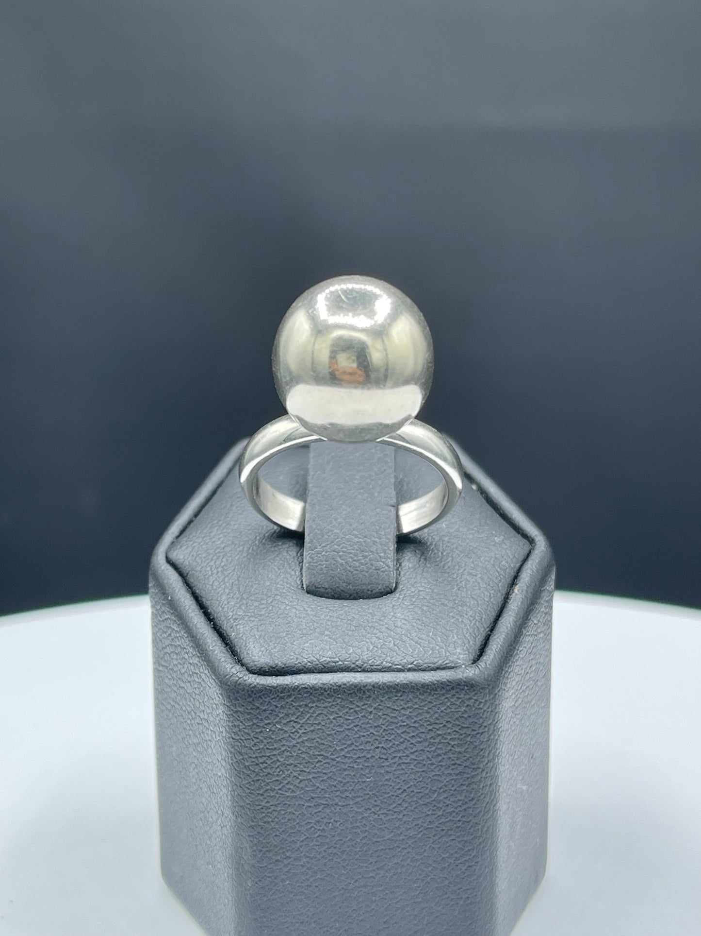 Solid Sterling Silver Ball Ring (Size 8)