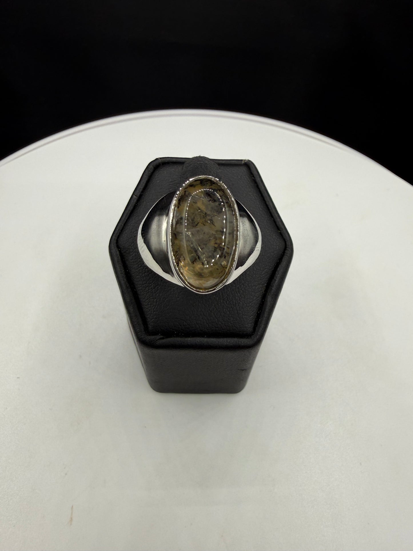 Natural Dendritic Quartz Sterling Silver Ring (Size 8.75)