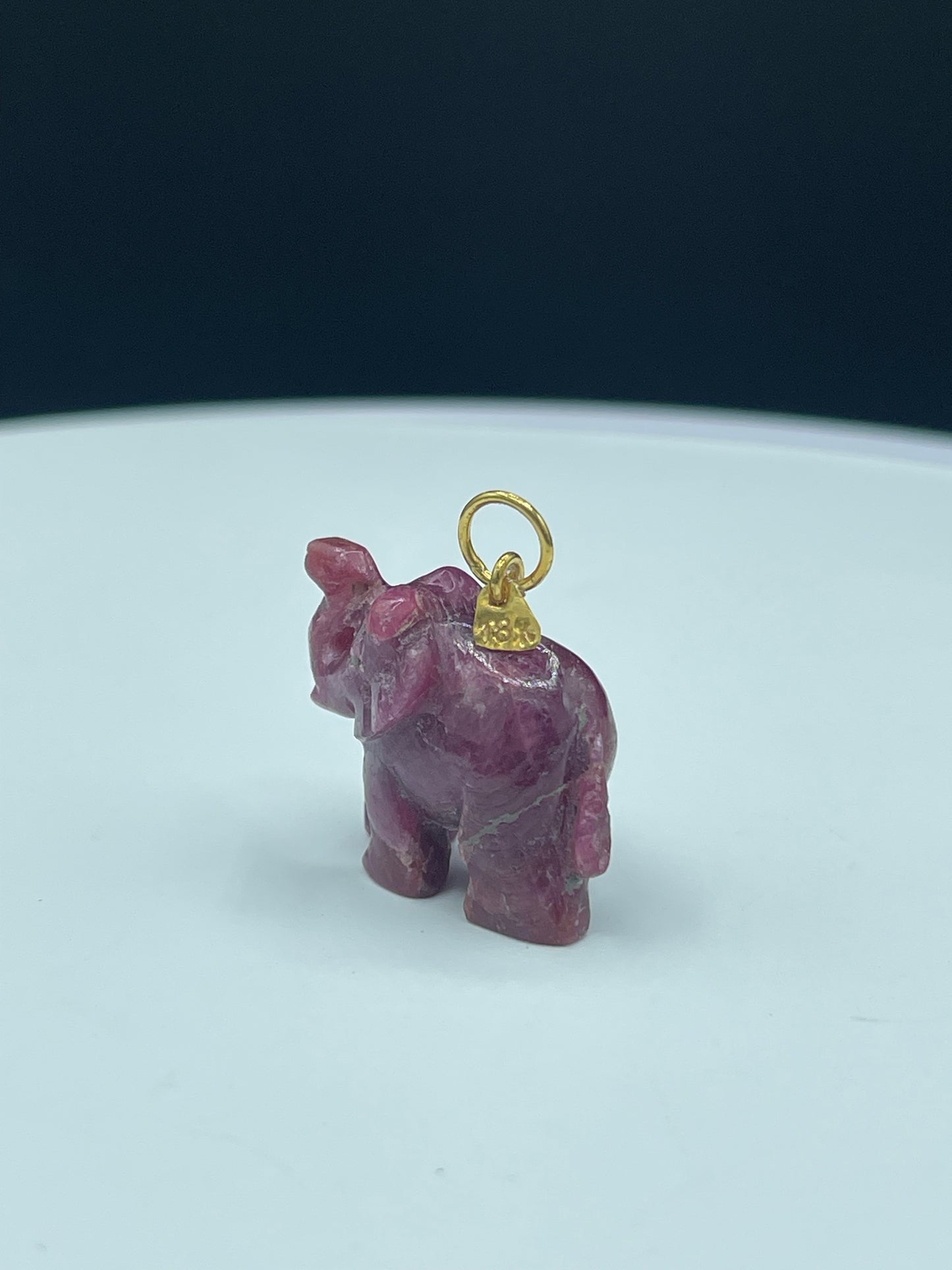 41.14 Carat Natural Ruby 18K Yellow Gold Elephant Pendant