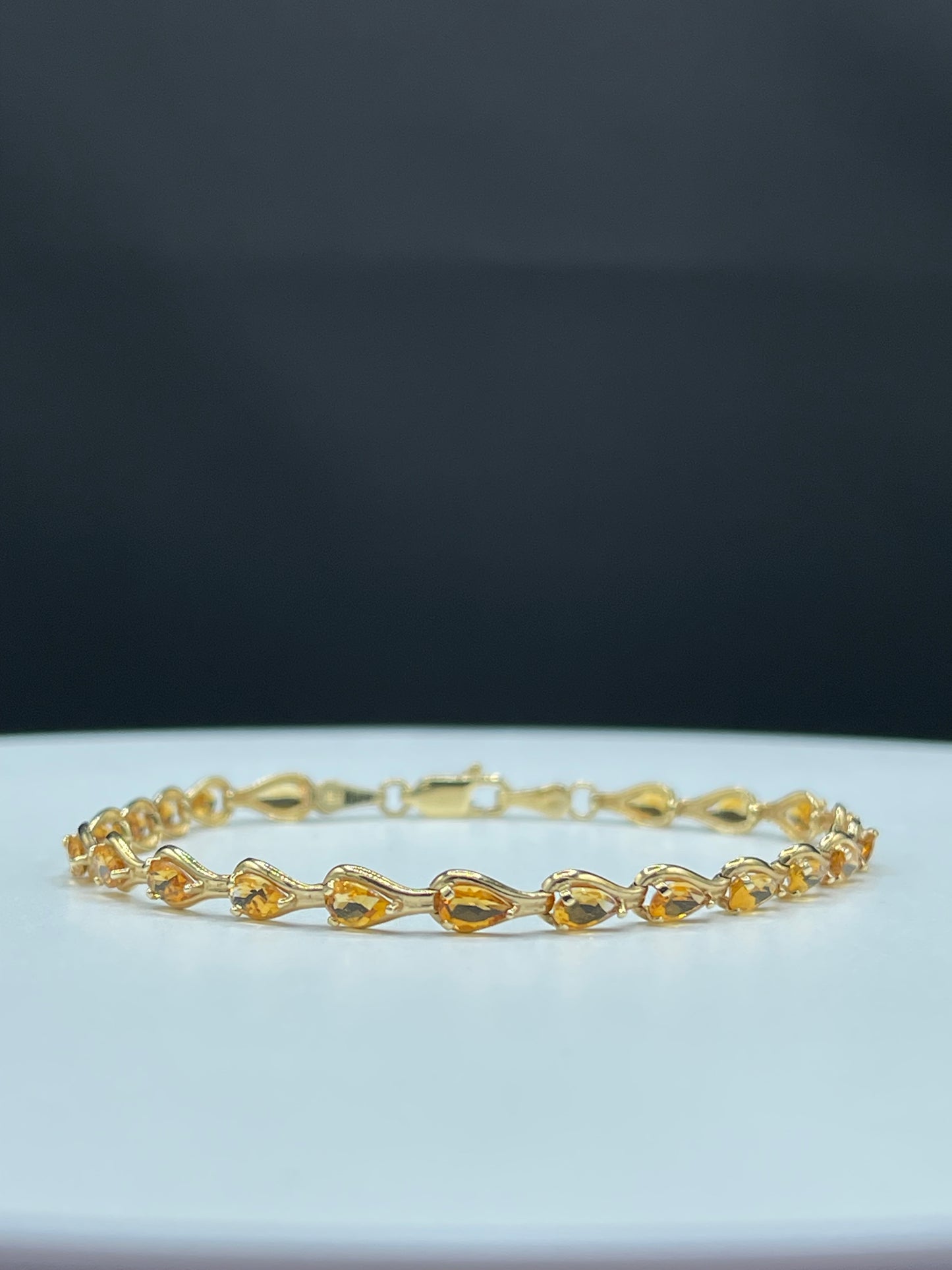 Natural Citrine 14k Yellow Gold Tennis Bracelet