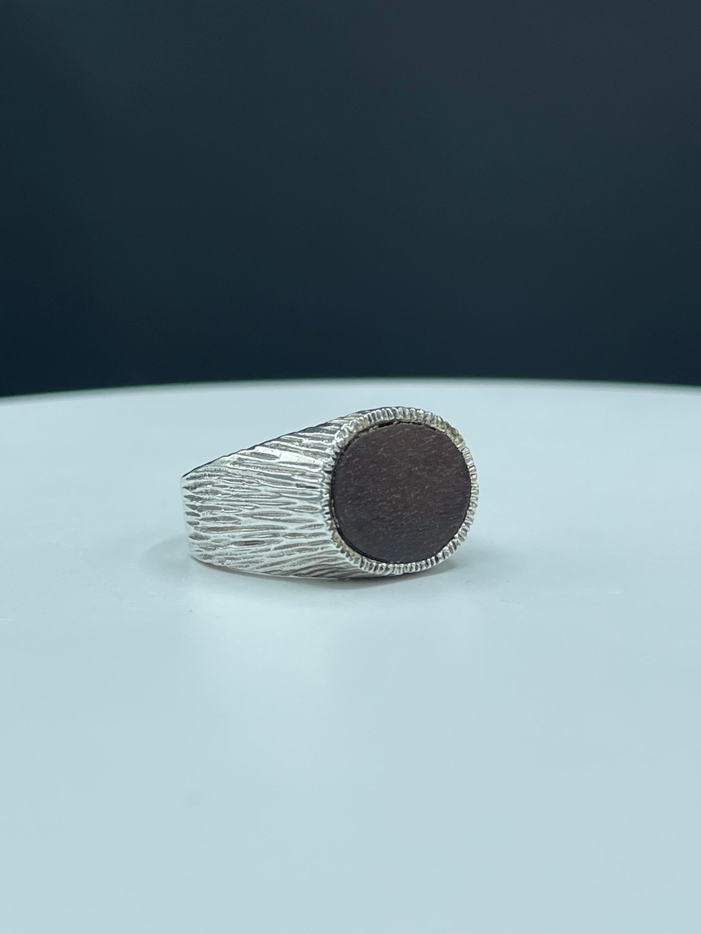 Mahogany Wood Handcrafted Sterling Silver Ring (Size 10.75)