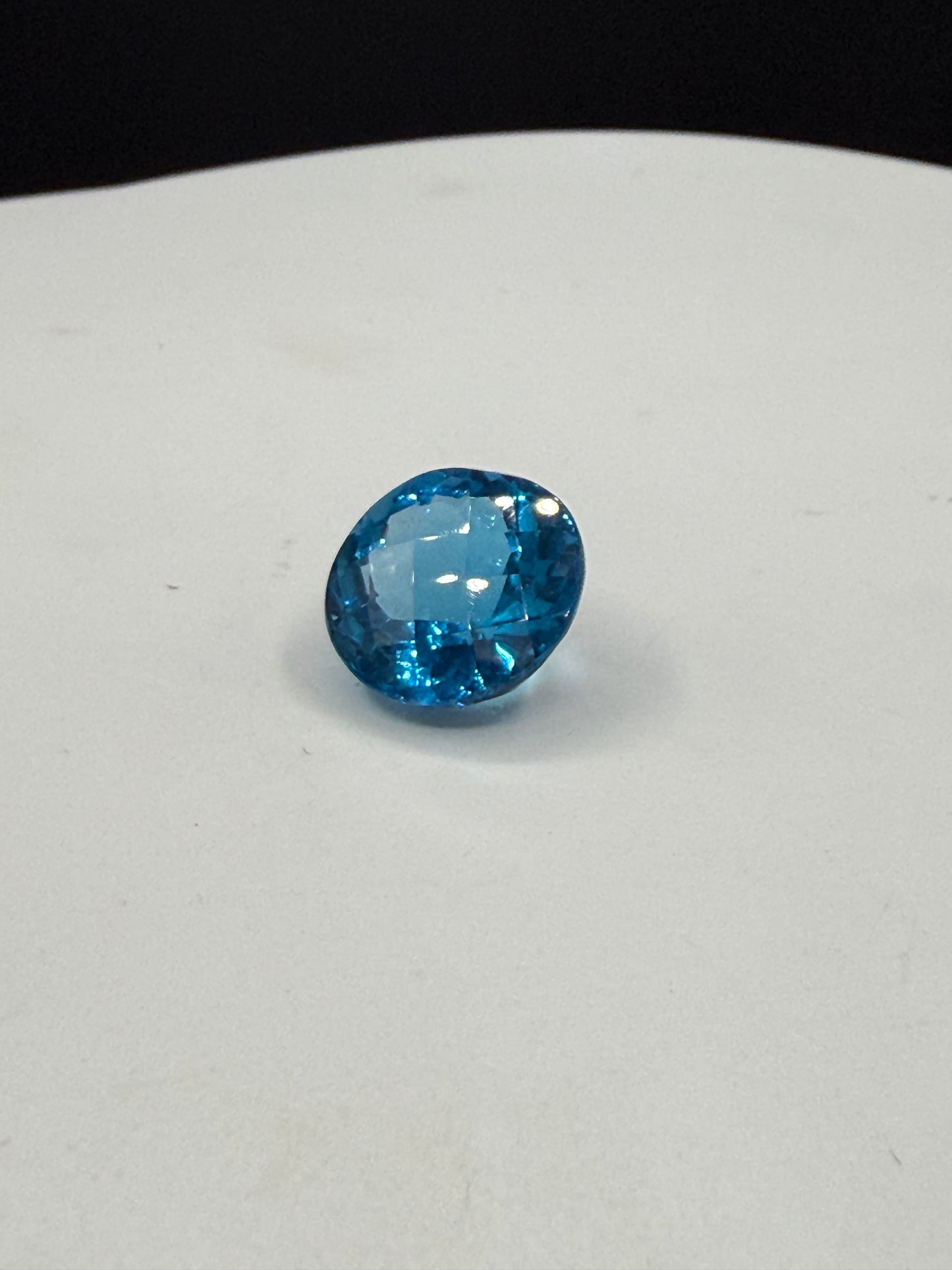 12.53 Carat Super Swiss Blue Topaz | 14mm Round Checkerboard Cut
