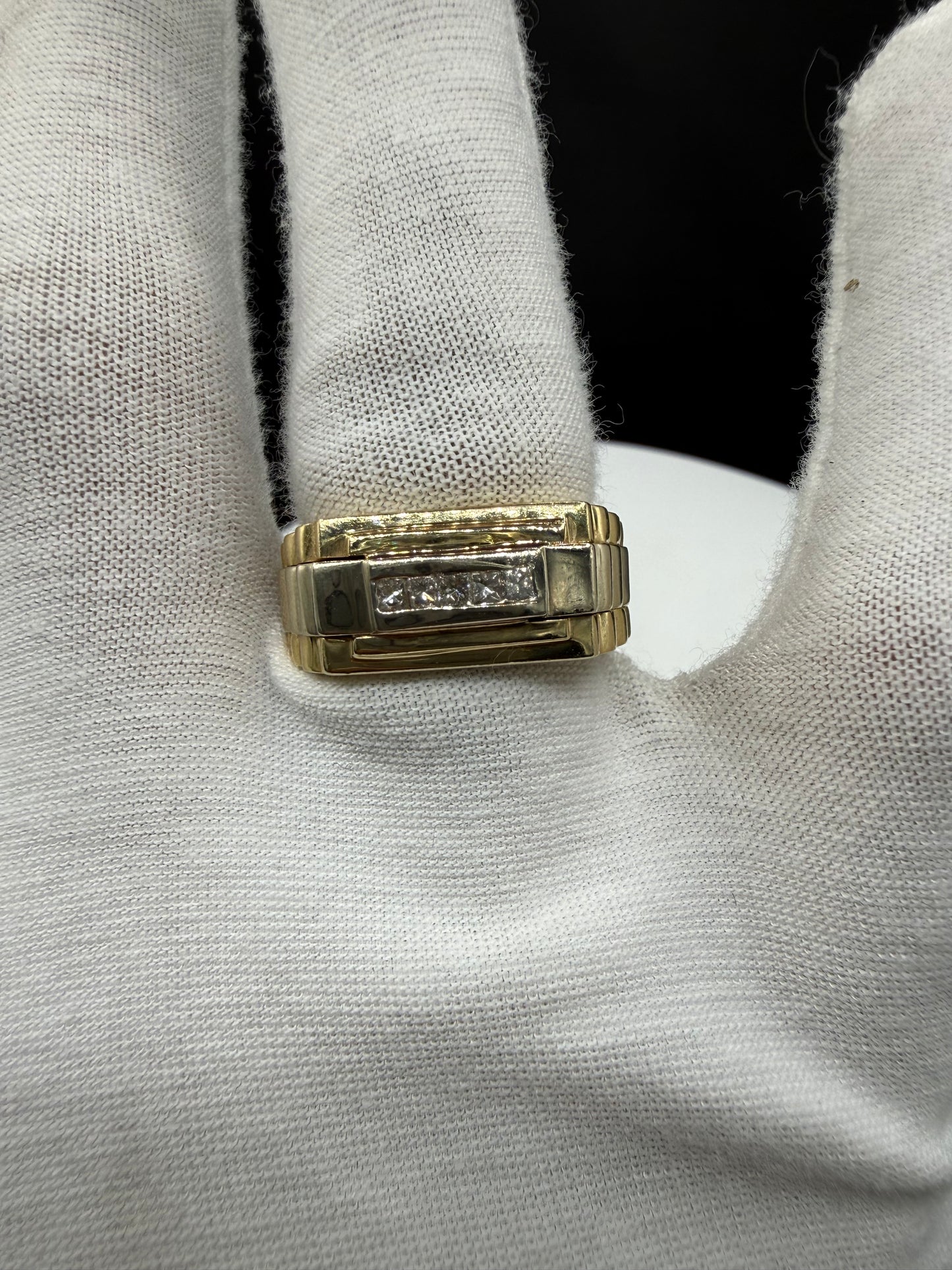 Vintage Men’s Diamond 14k Yellow Gold Statement Ring (Size 10)