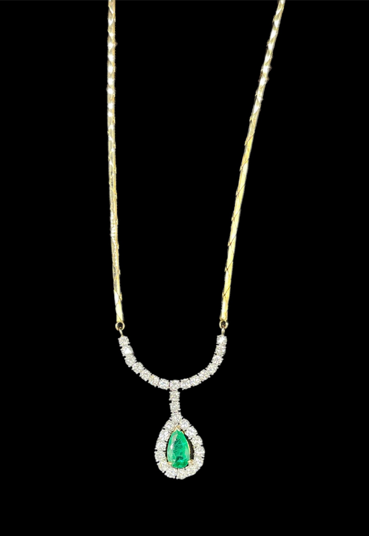 3.15 Carat Natural Colombian Emerald & Diamond 14k Gold Necklace