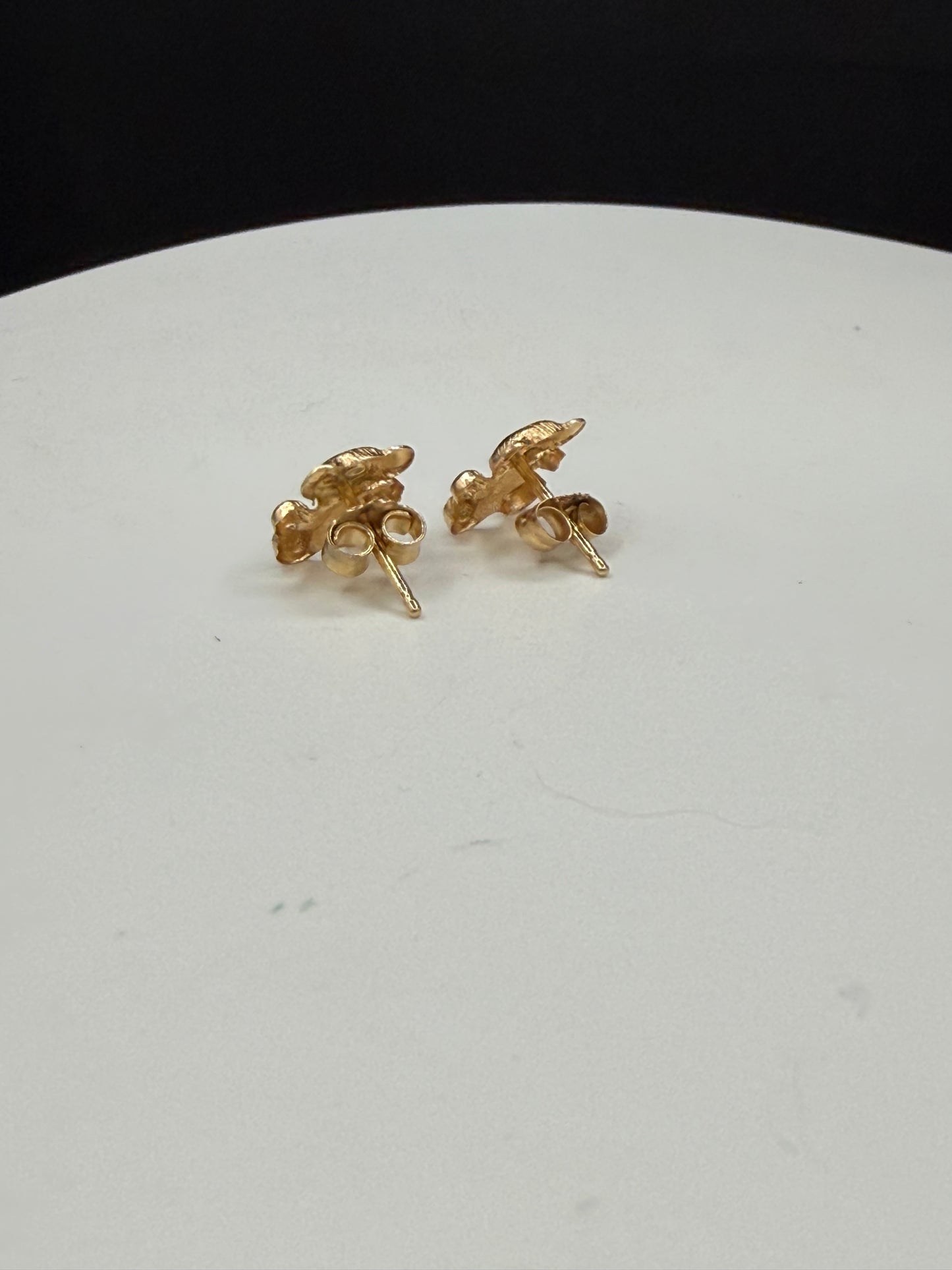 Solid 14K Yellow Gold Teddy Bear Baby Stud Earrings | Toddler Earrings