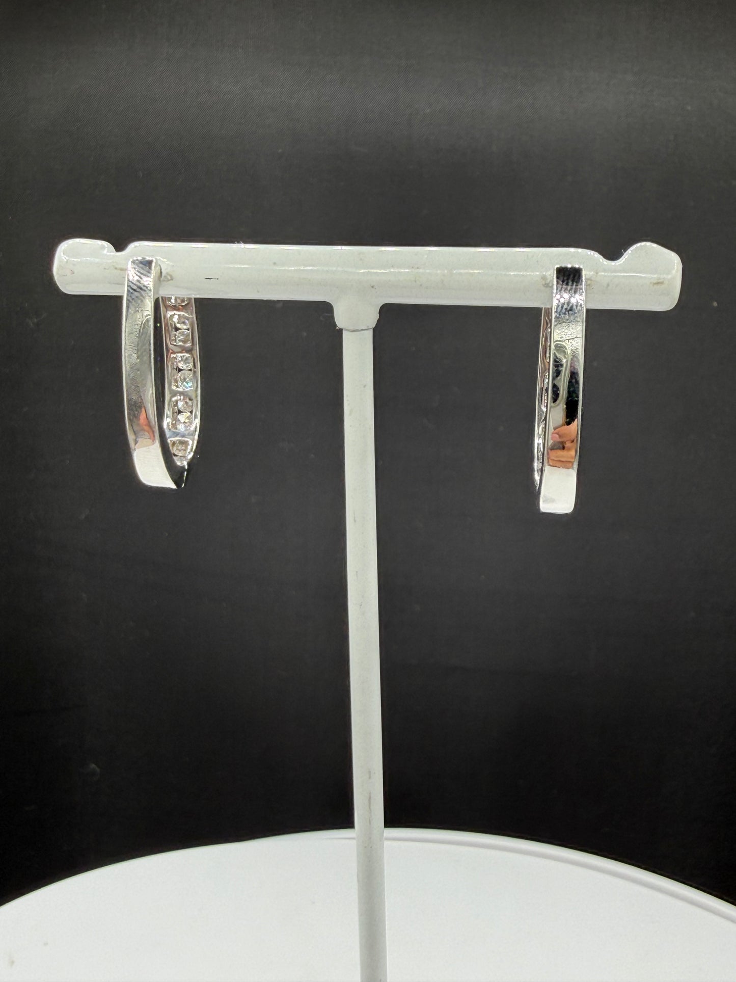 1.00 Carat Natural Diamond 14k White Gold Hoop Earrings | 1.04 Inches