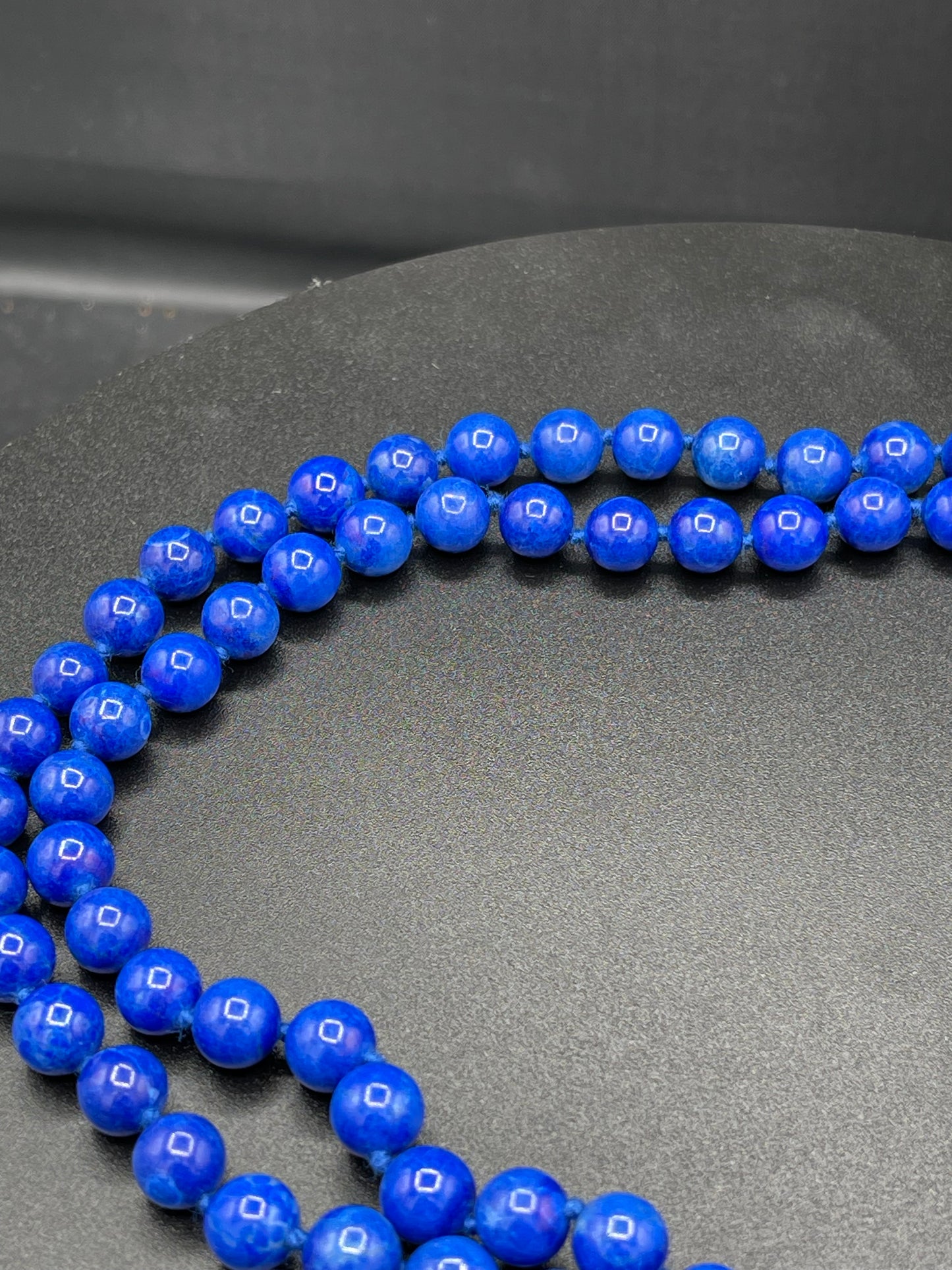 Natural Royal Blue Lapis Color Howlite 8 MM Beads (32 Inches Hand Knotted)