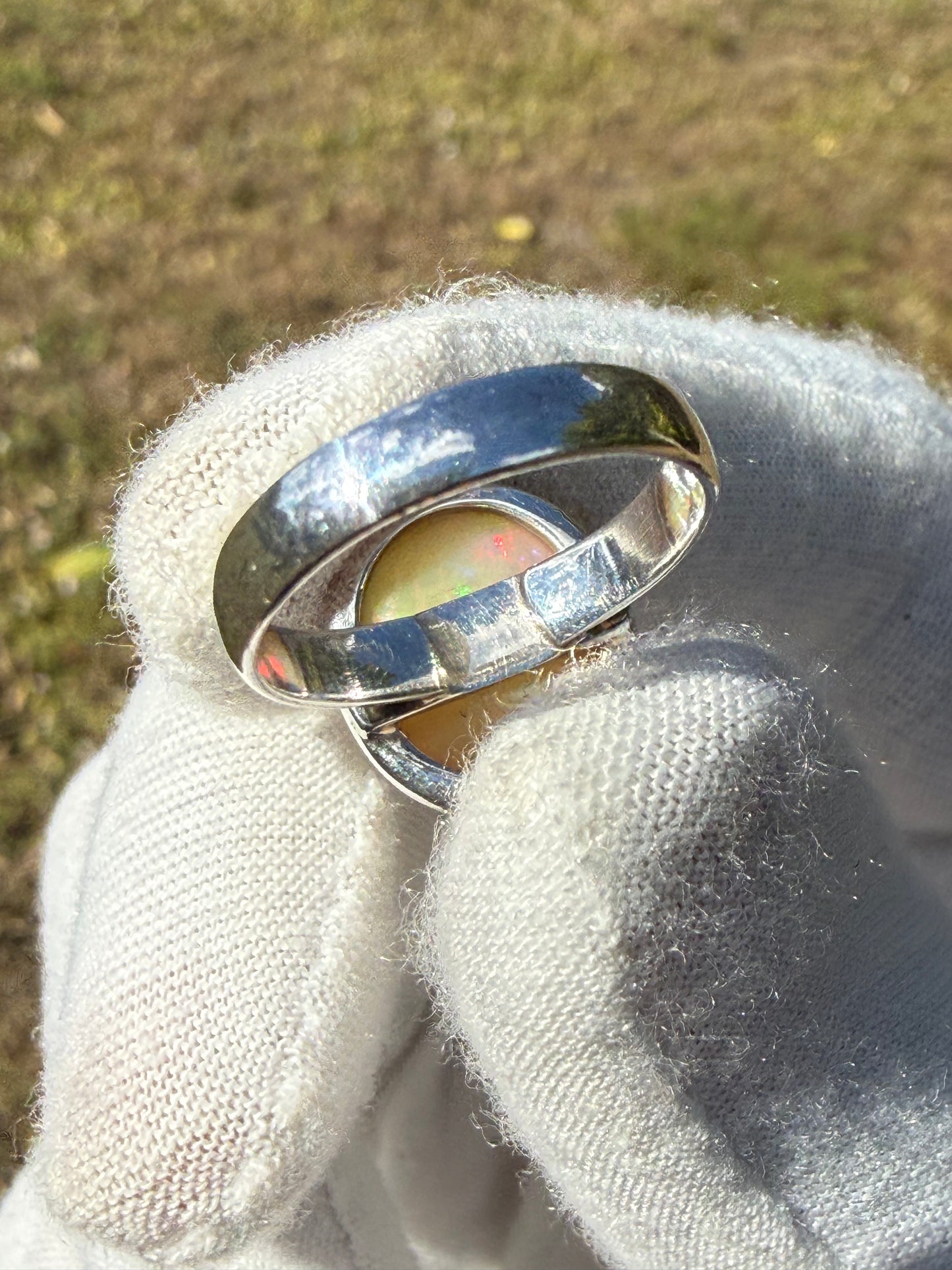 Natural Ethiopian Opal Sterling Silver Ring | 2.5 Ct Opal | Size 6.5 | 925 Silver