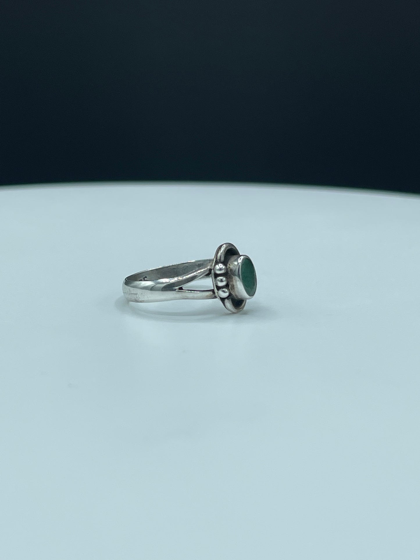 Petite Natural Emerald Sterling SIlver Ring (Size 5.5)