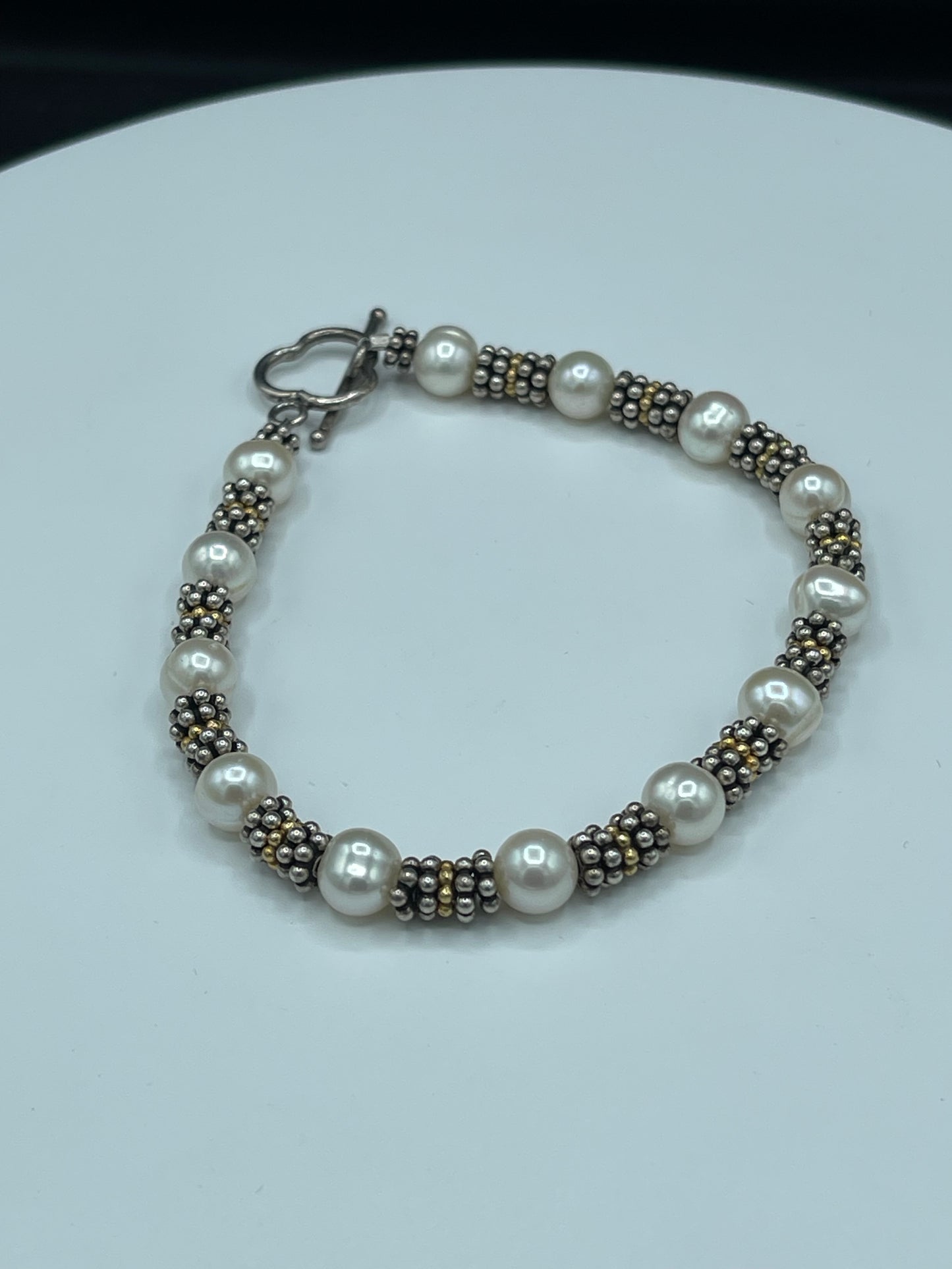 Natural Freshwater Pearl Bali Sterling Silver Bead Handmade Necklace Bracelet & Earring Set