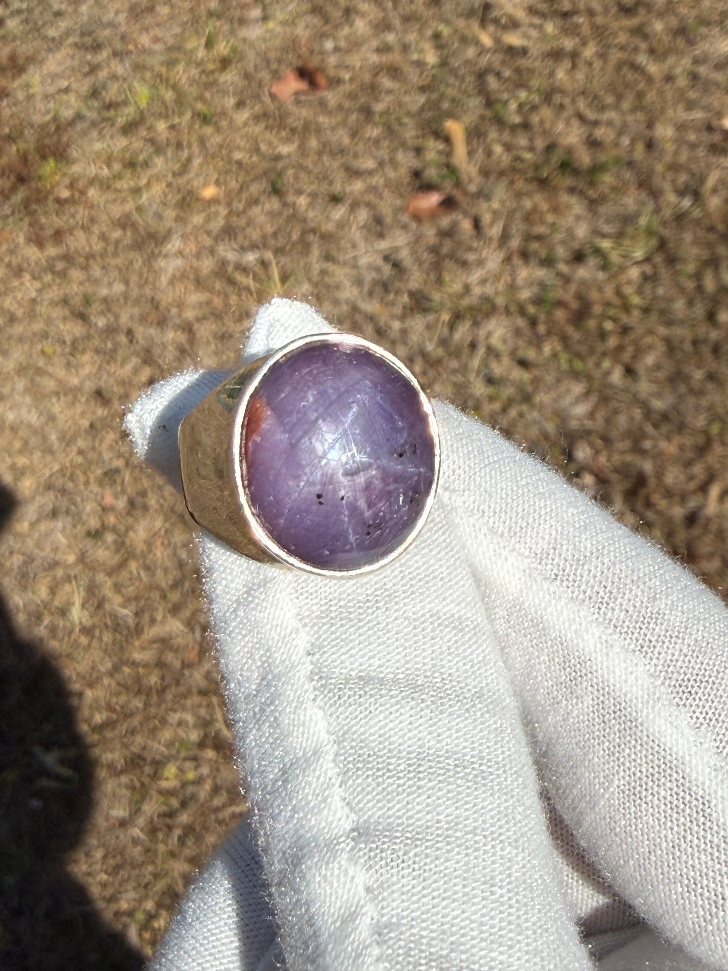 Large Natural Purple Star Sapphire Sterling Silver Ring | Size 9