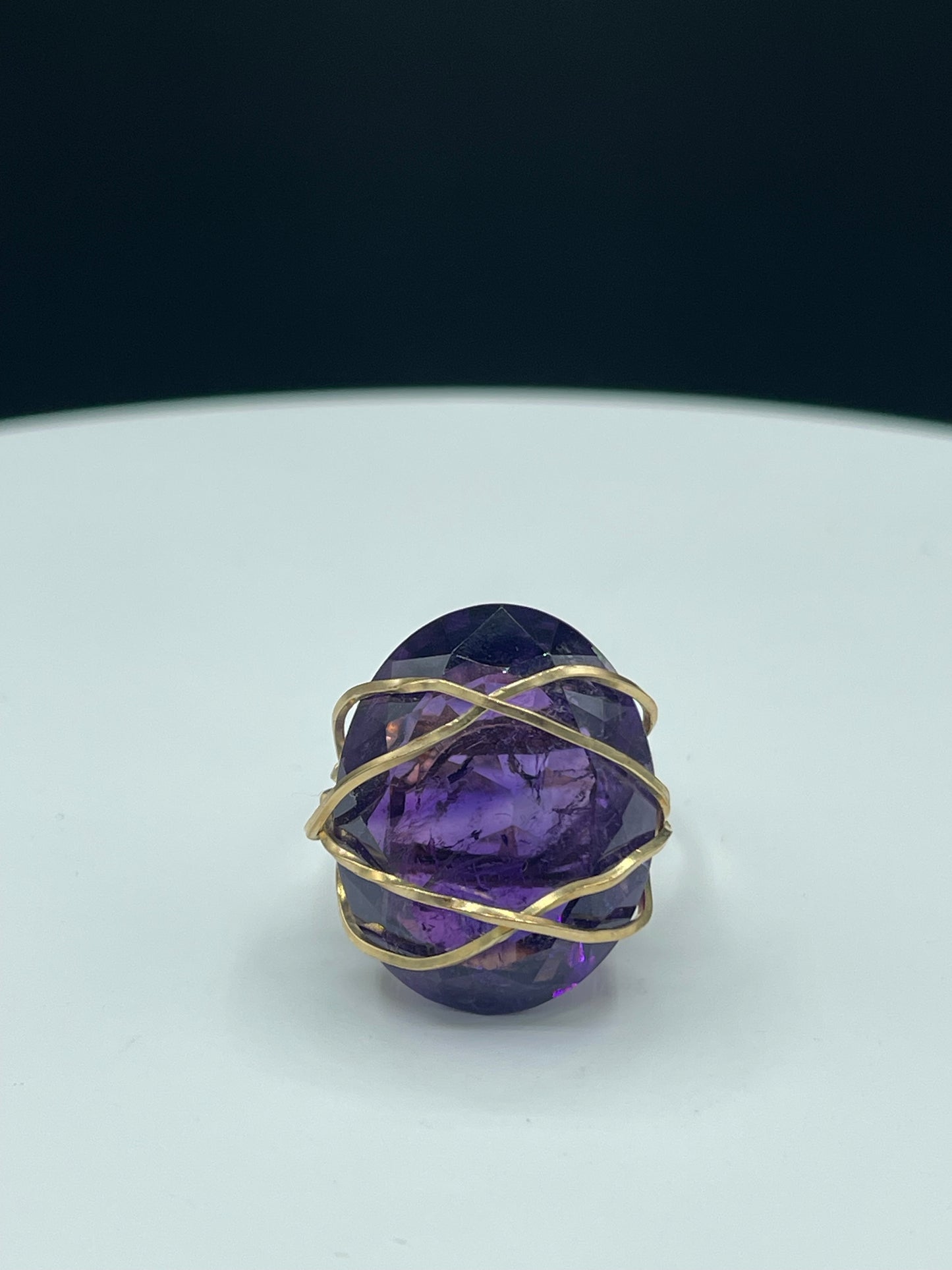 33.31 Carat Natural Zambian Amethyst 14k Gold Filled Wire Wrapped Ring (Size 7)