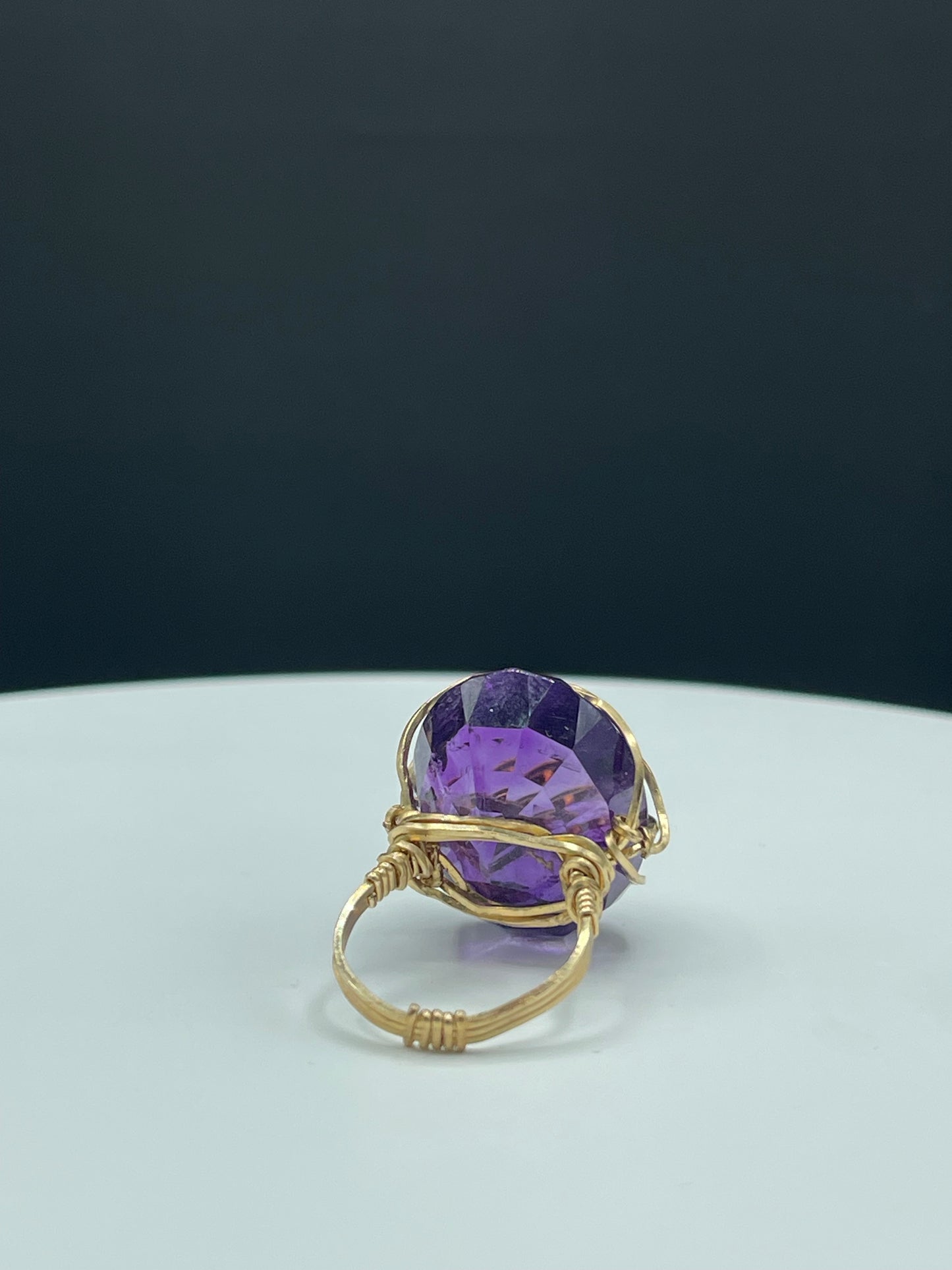 33.31 Carat Natural Zambian Amethyst 14k Gold Filled Wire Wrapped Ring (Size 7)