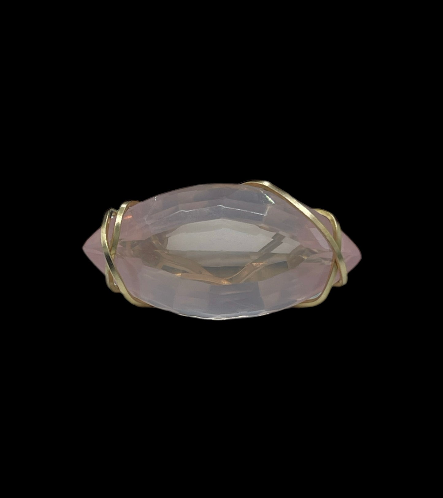 35.81 Carat Natural Rose Quartz Marquise Cut 14k Gold Filled Wire Wrapped Ring (Size 8.5)