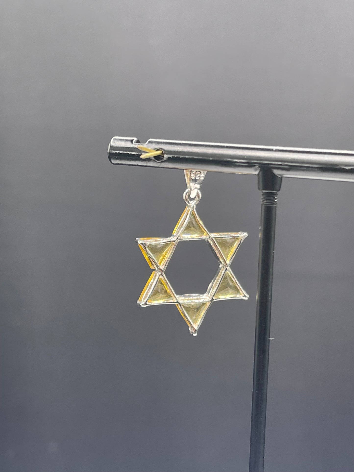 Natural Citrine Sterling Silver Star Of David Pendant