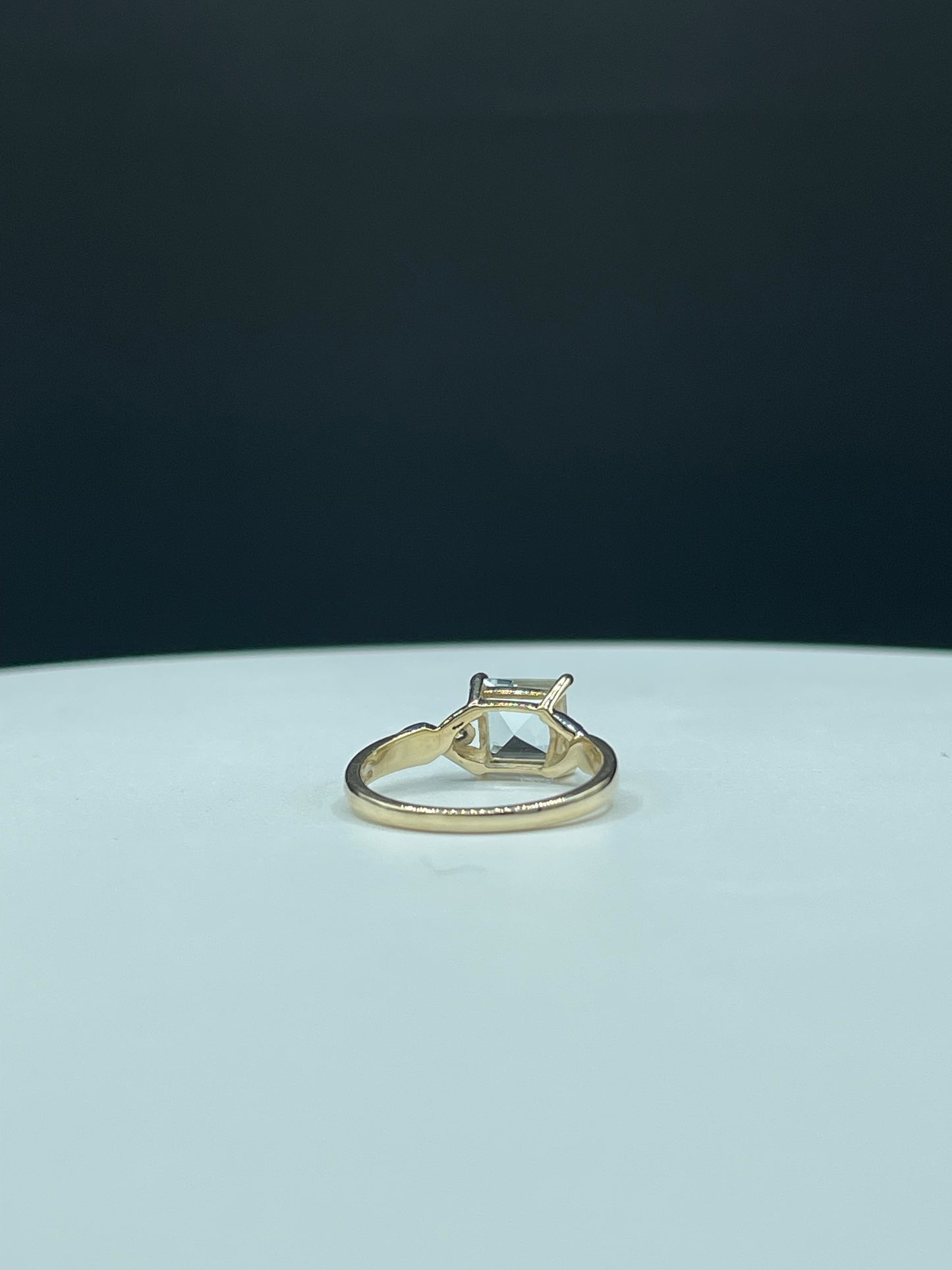 Natural Aquamarine & Diamond 10k Yellow Gold Ring (Size 7.25)