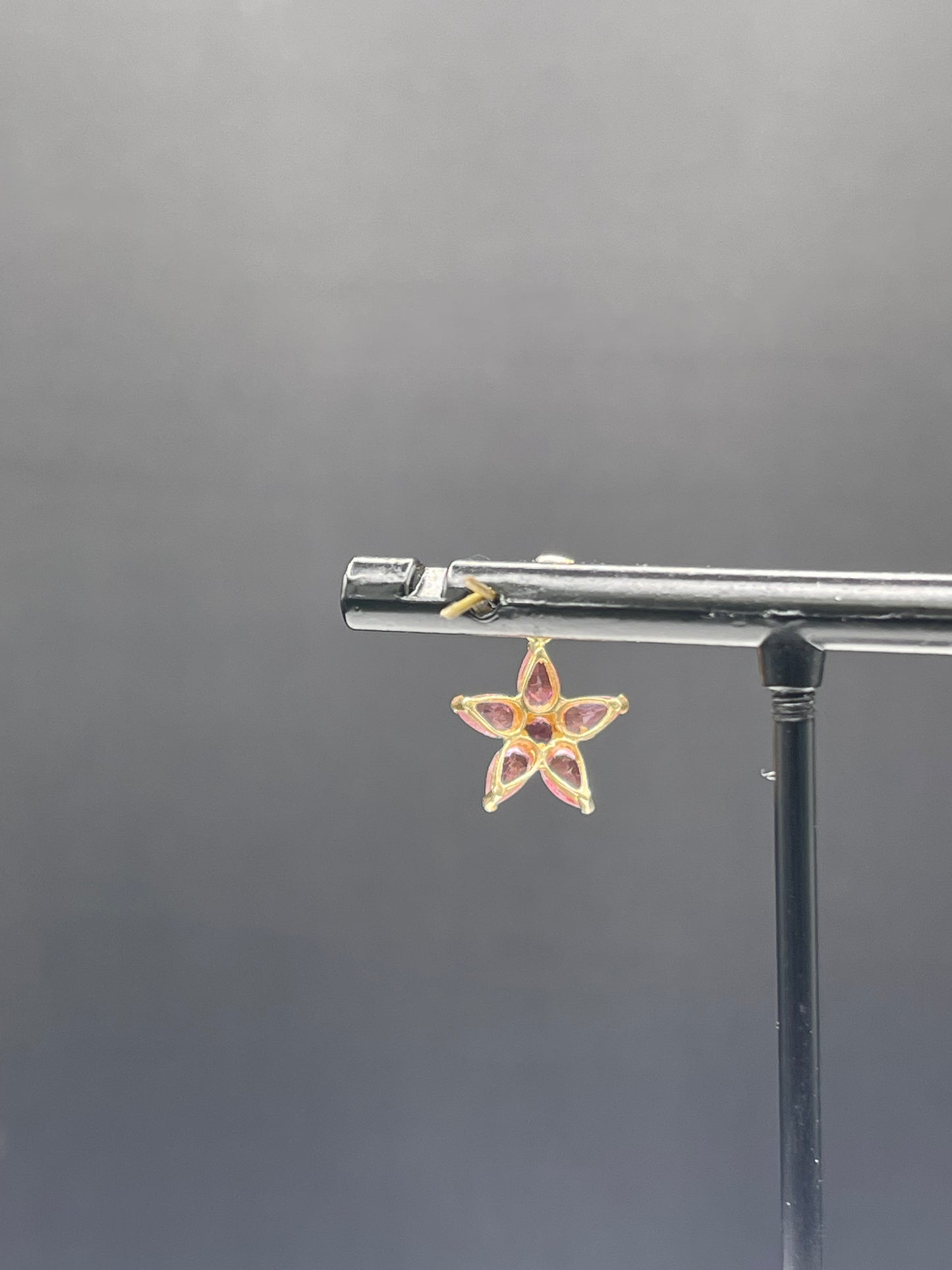 Natural Pink Tourmaline 14k Yellow Gold Flower Pendant