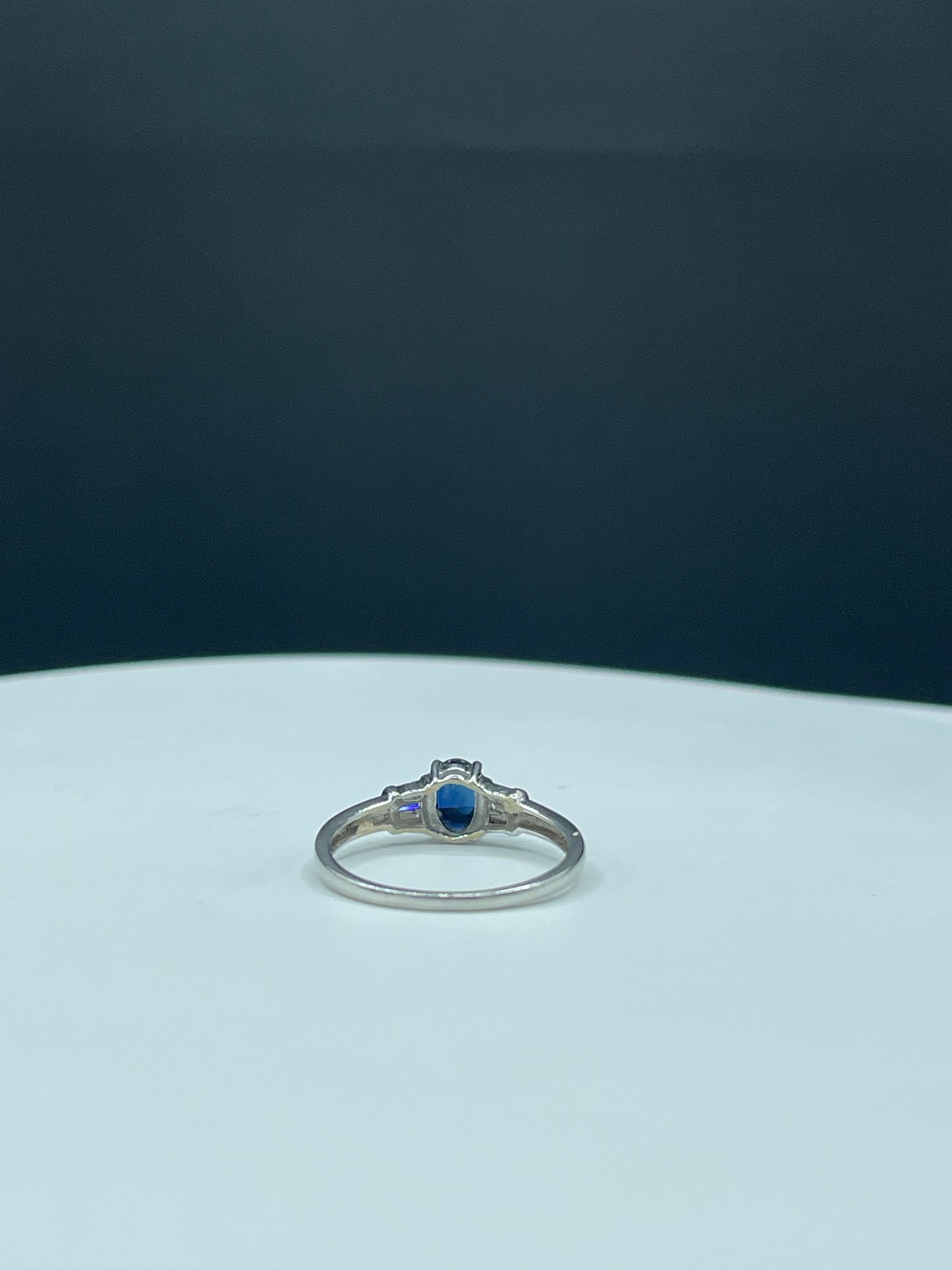 Natural Sapphire & Diamond Platinum Engagement Ring (Size 7)