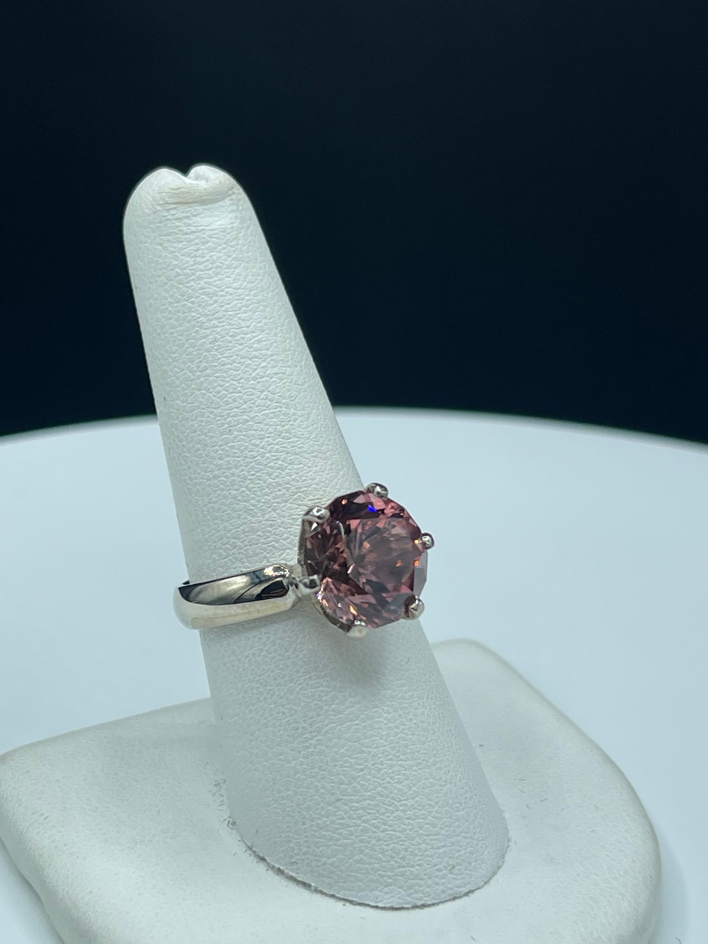 5.45 Carat Custom Cut Pink Tourmaline Engagement Ring 14k White Gold (Size 8)