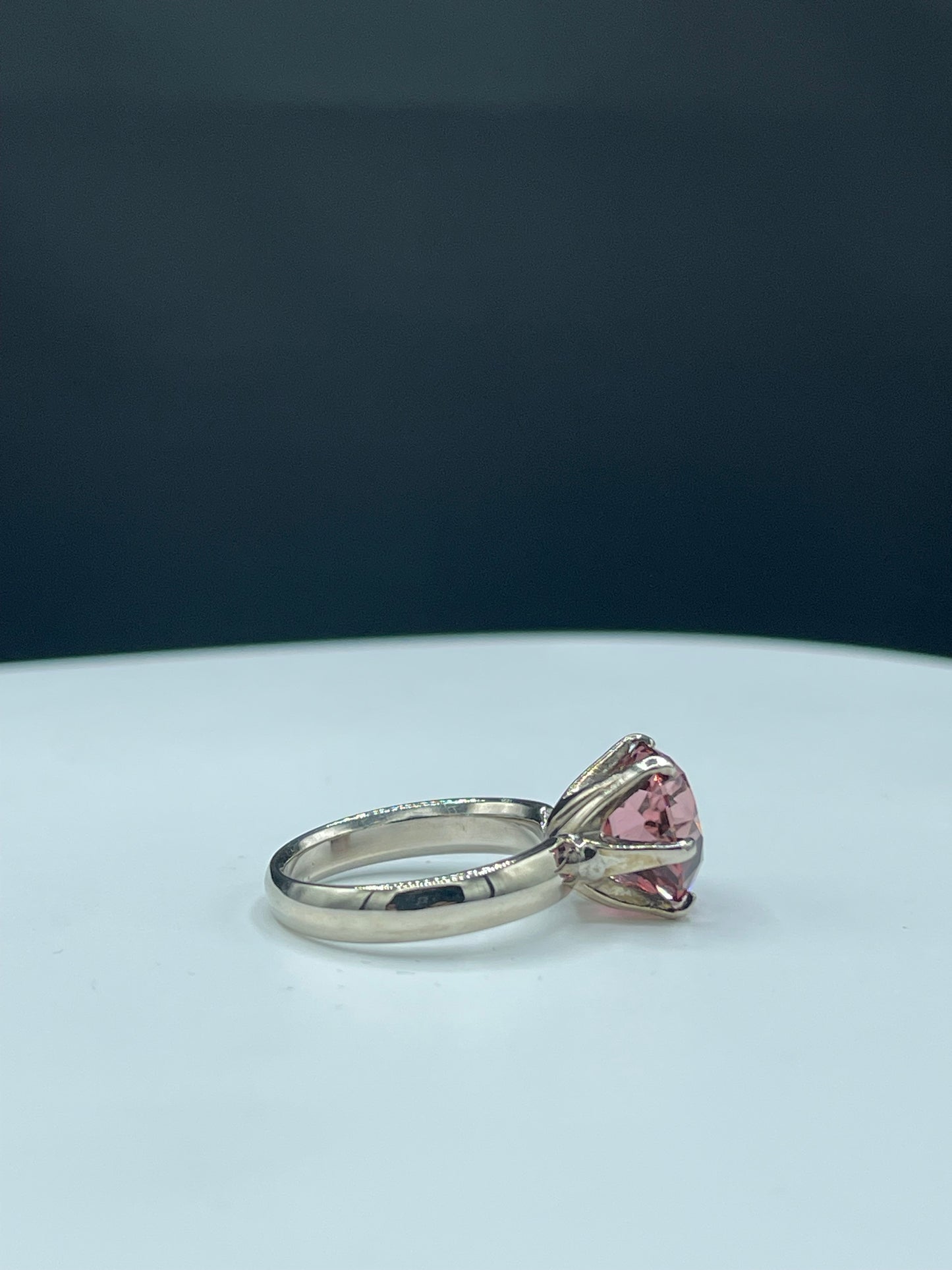 5.45 Carat Custom Cut Pink Tourmaline Engagement Ring 14k White Gold (Size 8)