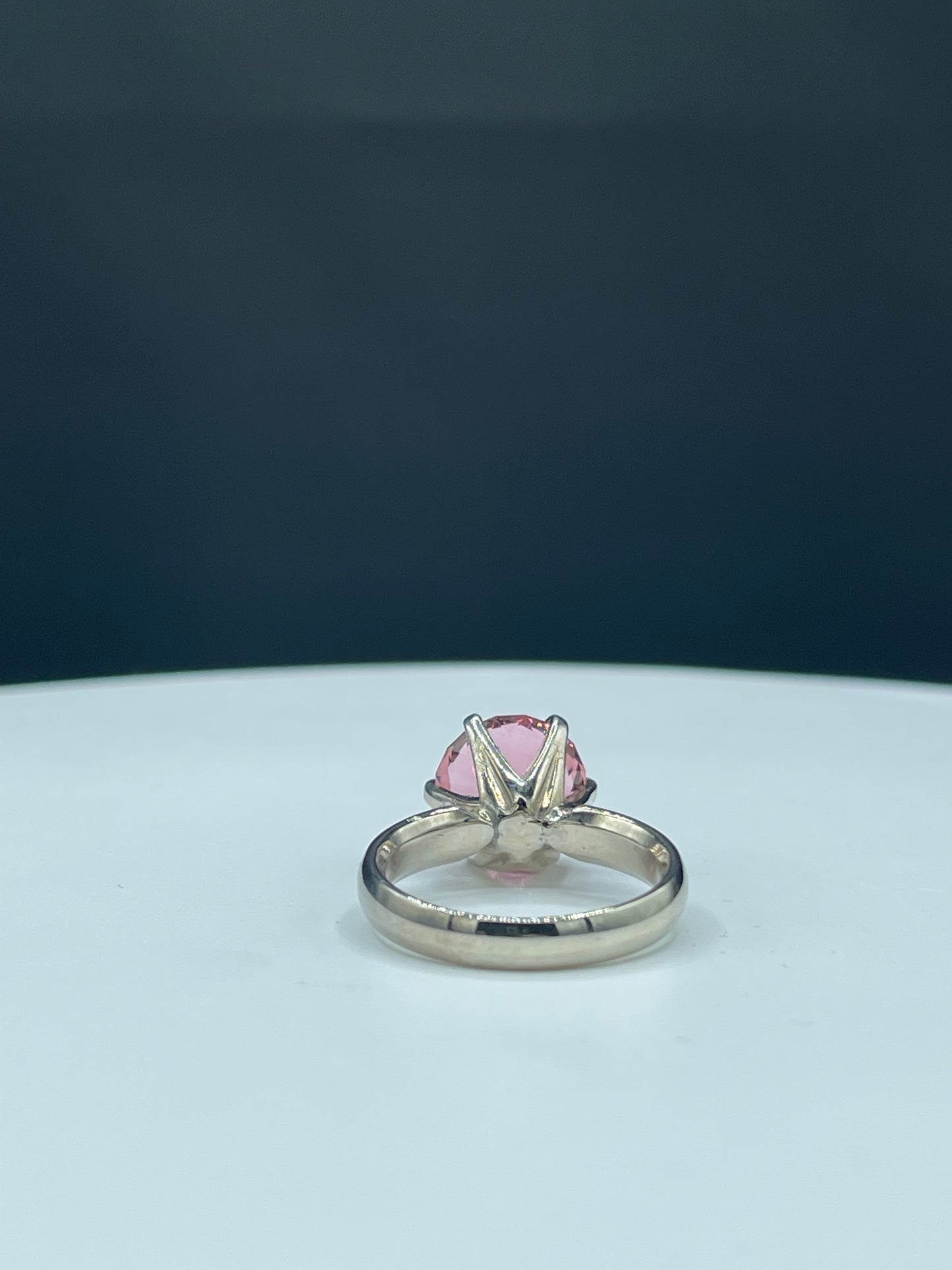 5.45 Carat Custom Cut Pink Tourmaline Engagement Ring 14k White Gold (Size 8)