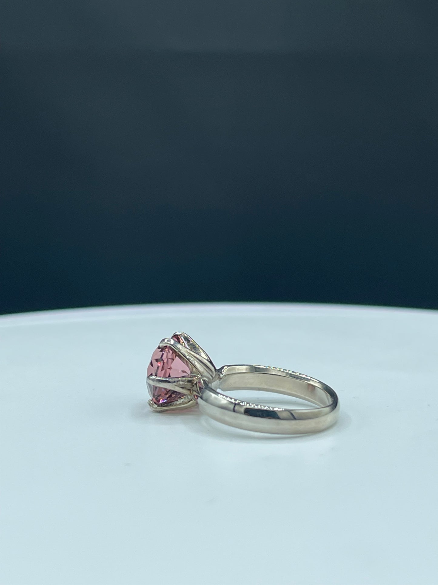 5.45 Carat Custom Cut Pink Tourmaline Engagement Ring 14k White Gold (Size 8)