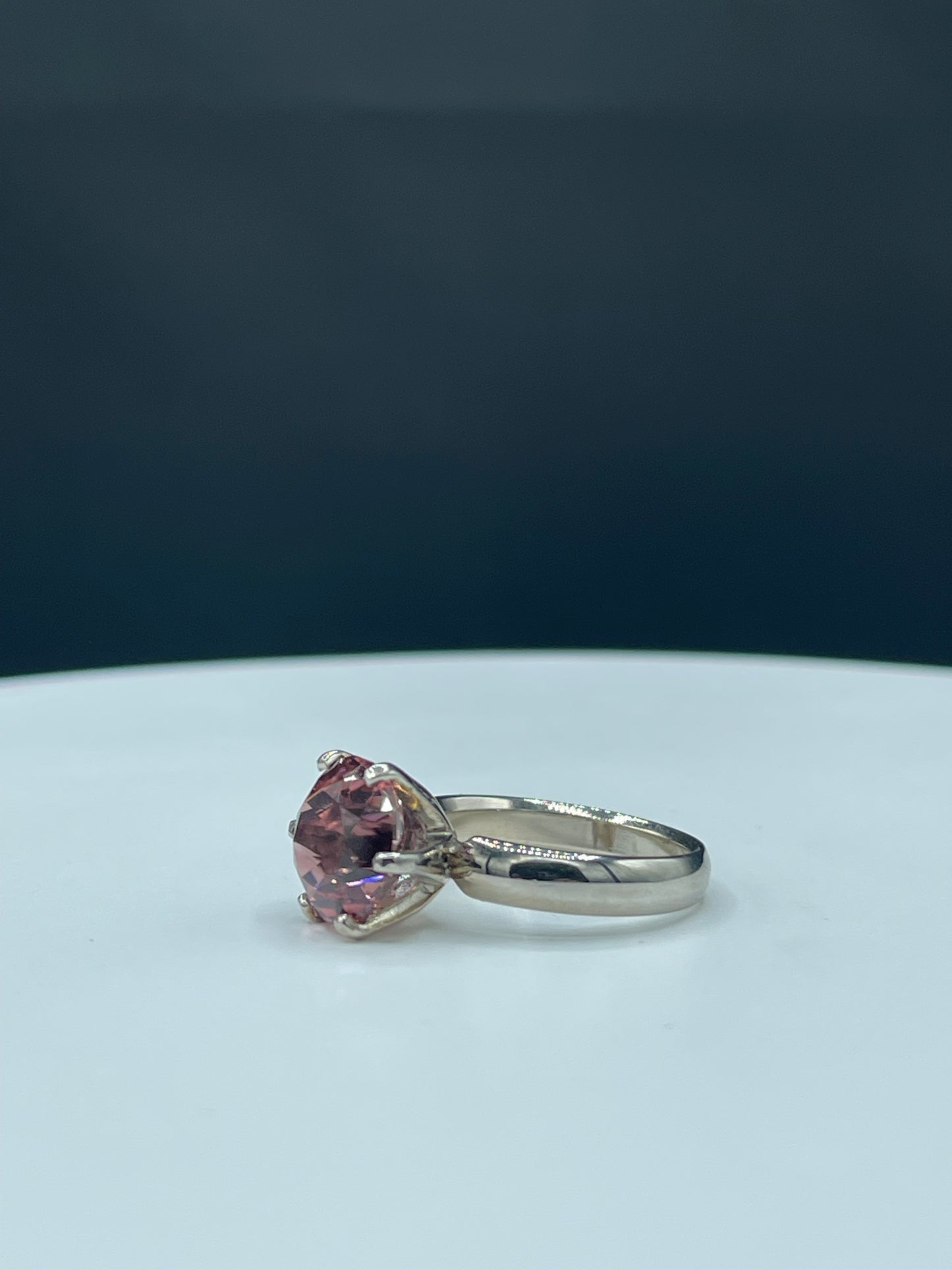 5.45 Carat Custom Cut Pink Tourmaline Engagement Ring 14k White Gold (Size 8)