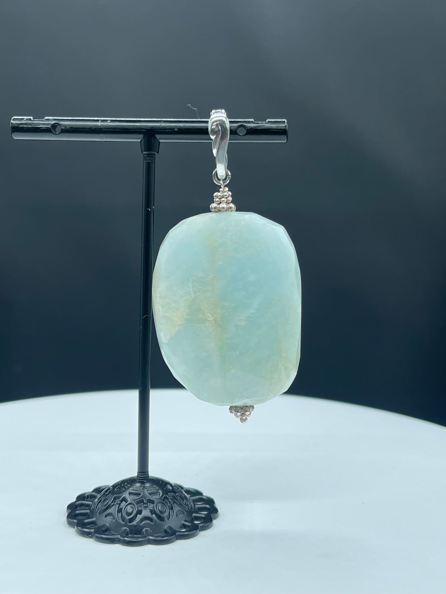 Natural Milky Aquamarine Sterling Silver Enhancer Bail Pendant (150 carats +)