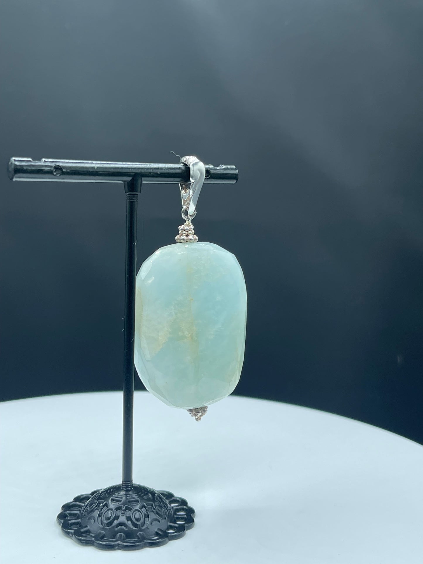 Natural Milky Aquamarine Sterling Silver Enhancer Bail Pendant (150 carats +)